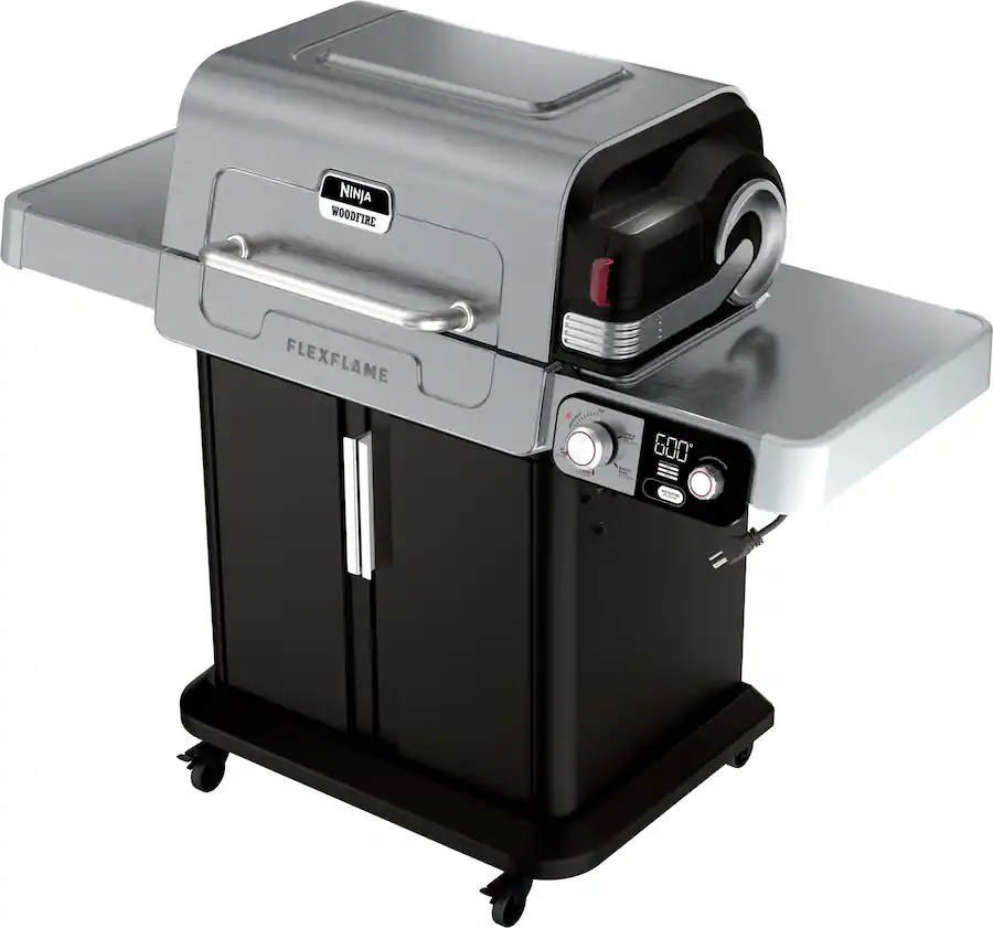 FlexFlame Plus 3-Burner Outdoor Cooking BBQ, 5-in-1 Propane and Electric Grill, Smoker, Roaster, Pizza Maker in Black
