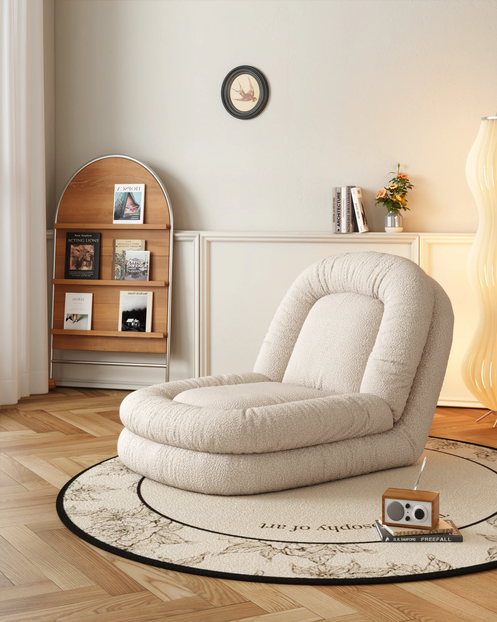 NÓVORA CASA transformable Sofá cama descanso sofá Beige peluche terciopelo