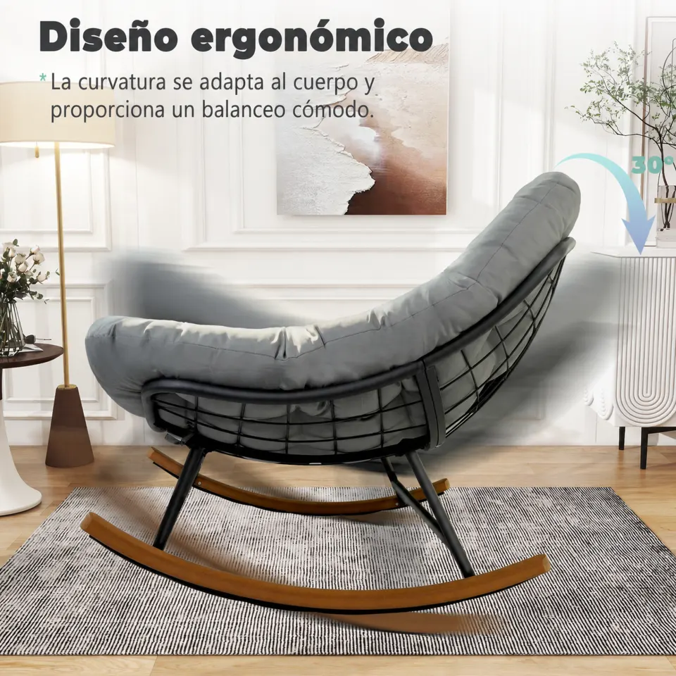 Detalle de estructura de la mecedora Papasan XL