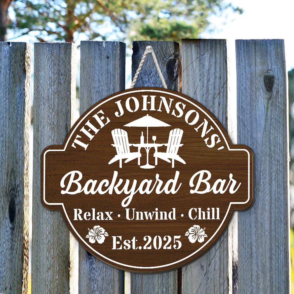 Welcome To Our Backyard Oasis - Personalized Custom Wood Sign