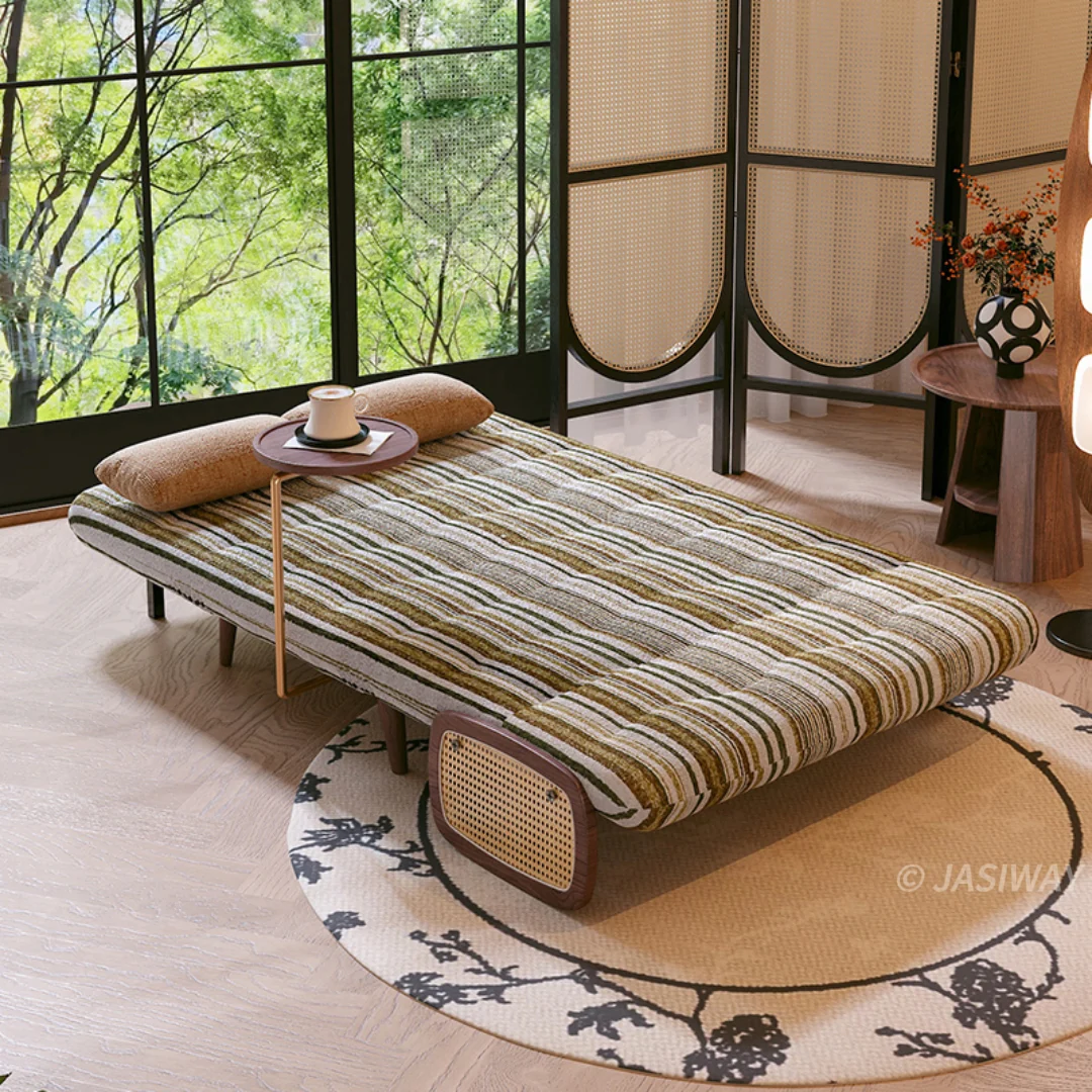 NÓVORA CASA mediados siglo Moderno cama Sillón decorativo con ratán brazos & Mesa auxiliar