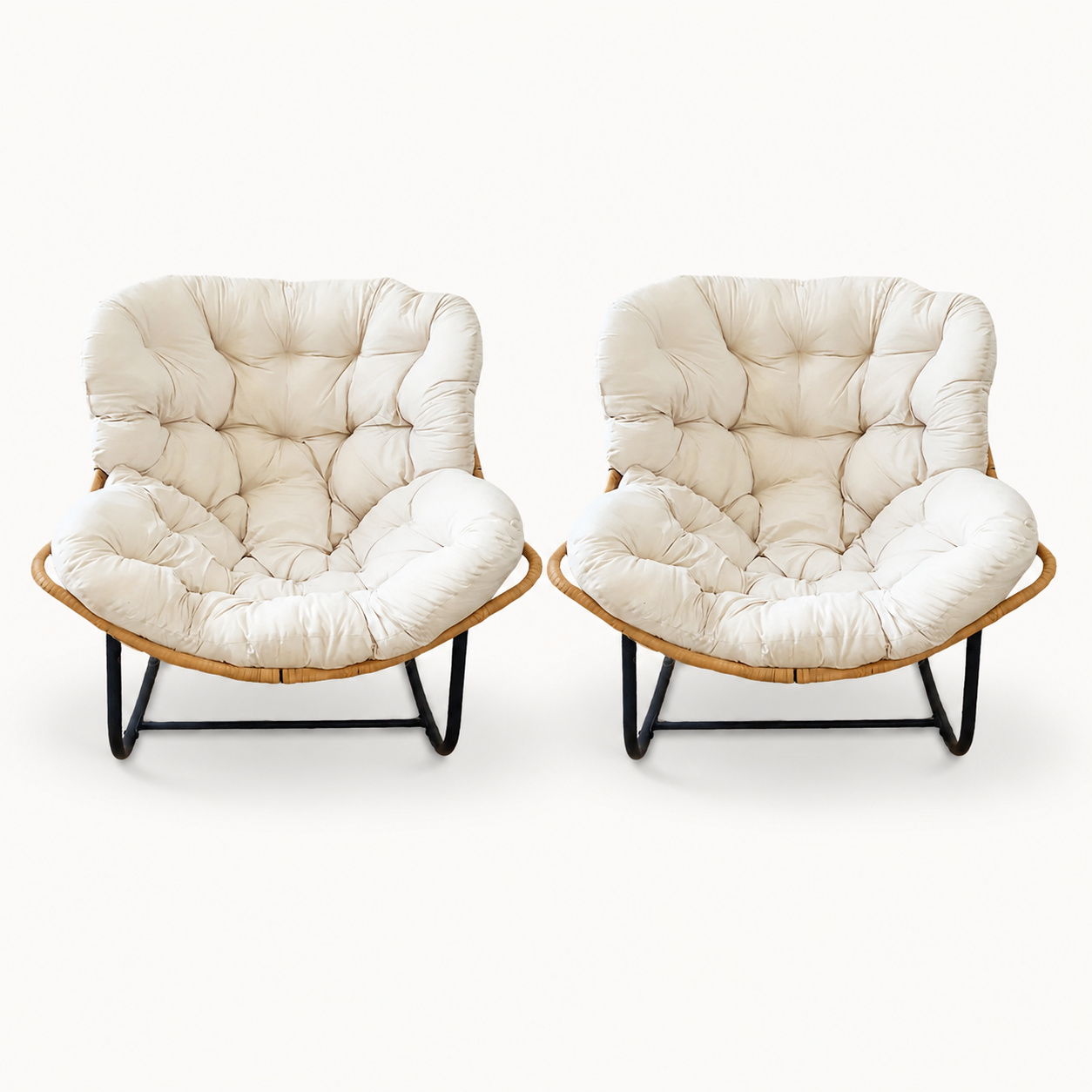 Paquete Nido Dúo Marfil con dos sillones Papasan y dos cojines