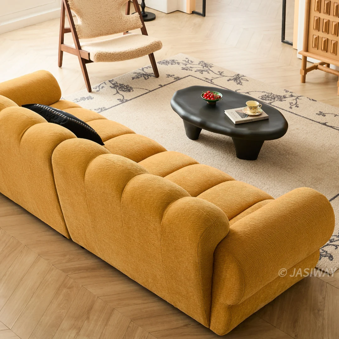 NÓVORA CASA modulable burbuja sofá en Chenilla & terciopelo| mediados siglo Moderno nube sofá- retro malvavisco sofá en musgo Verde, bosque, ámbar & almendra Crema