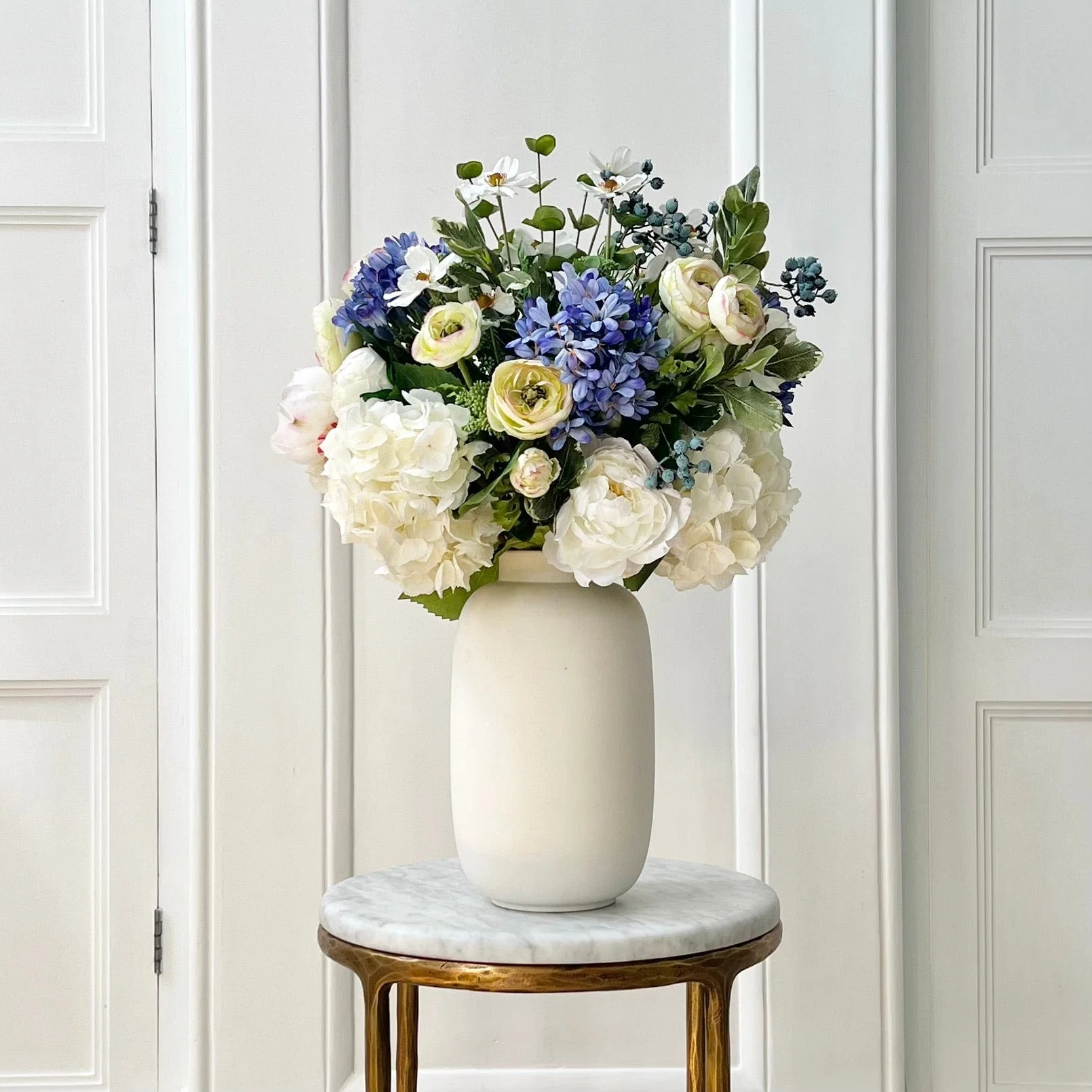 Blue & White Deluxe Artificial Flower Bouquet