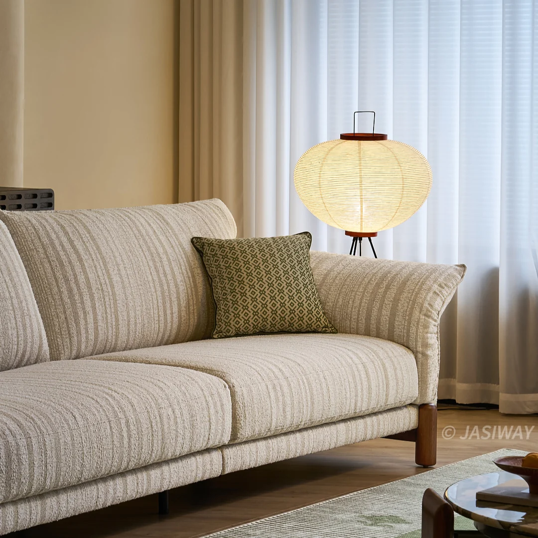 NÓVORA CASA a rayas lino sofá con profundo asiento & acolchado cojines| cómodo 3-plazas sofá para Sala