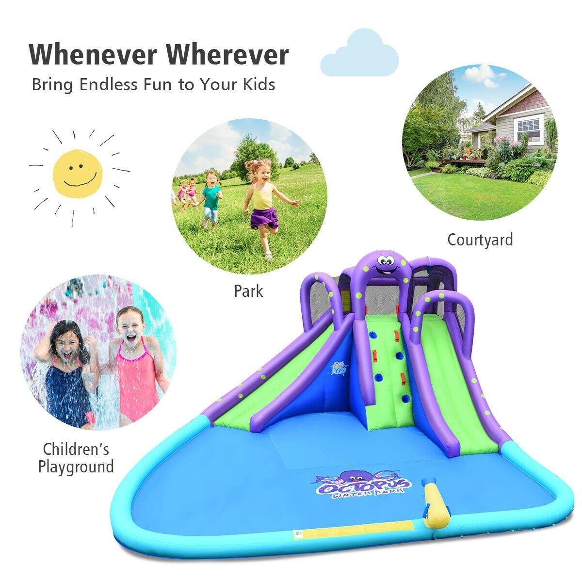 BOUNTECH Inflatable Water Slide, 18x16.5FT Mega Kids Waterslide Park Bounce House w/Dual Slides