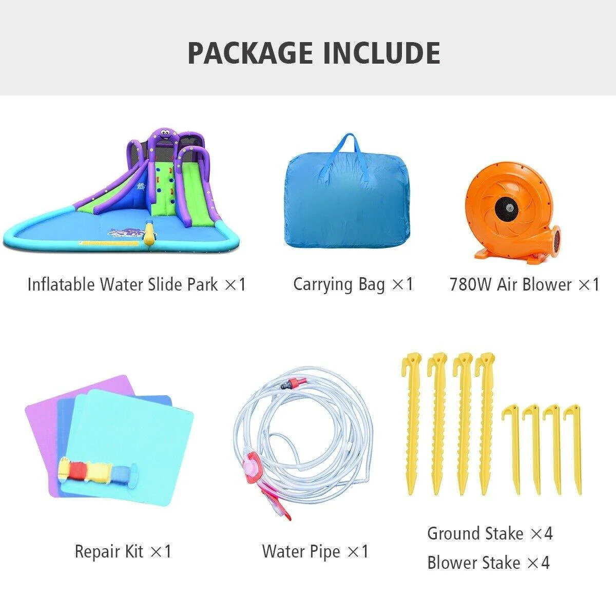 BOUNTECH Inflatable Water Slide, 18x16.5FT Mega Kids Waterslide Park Bounce House w/Dual Slides