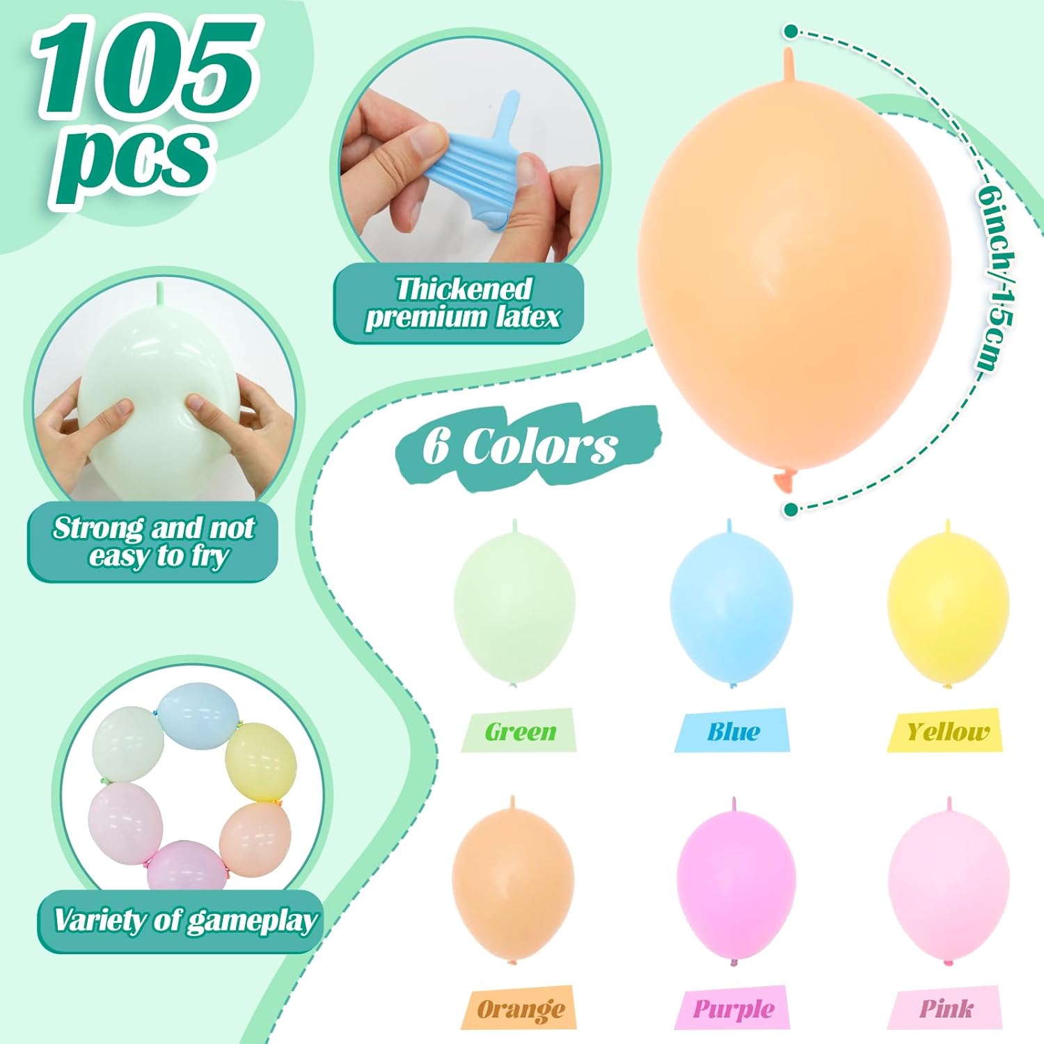 6 Inch Latex Balloons for Birthday, Wedding & Holiday Parties