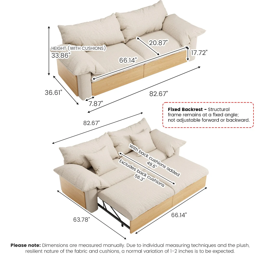 NÓVORA CASA extragrande profundo asiento seccional sofá con Ajustable diván & extraíble extraíble reposapiés| Japandi transformable descanso sofá para Sala