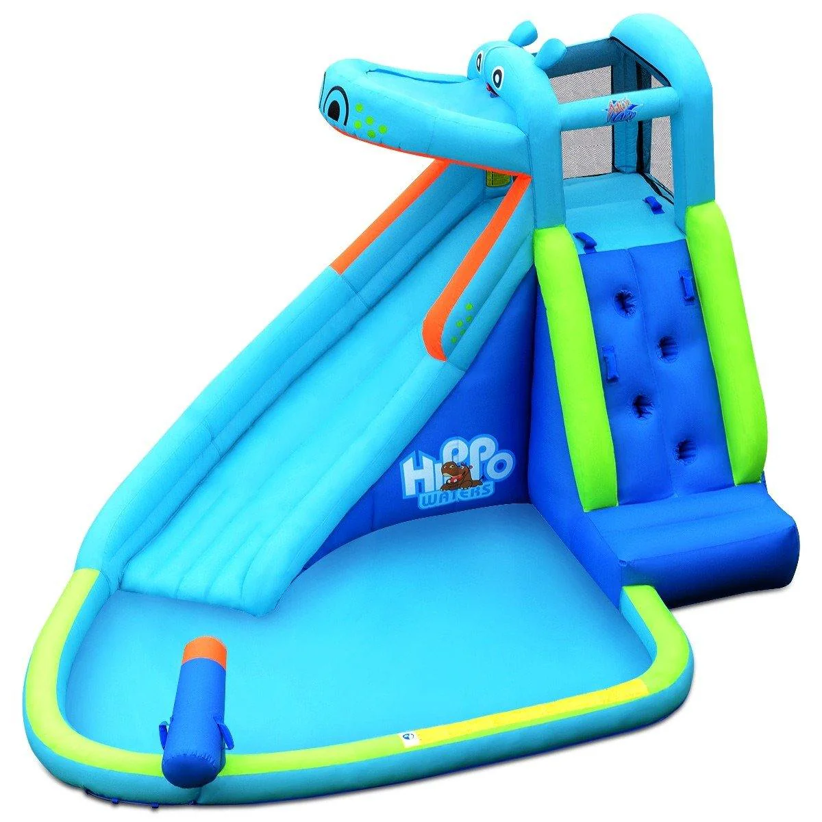 BOUNTECH Inflatable Water Slide, Hippo Themed Kids Waterslide Park for Outdoor w/Long Slide
