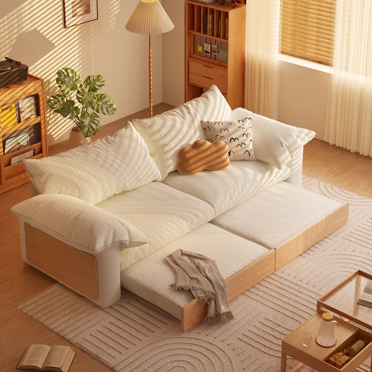 NÓVORA CASA Japandi extraíble extraíble Sofá cama con tres tela opciones disponible