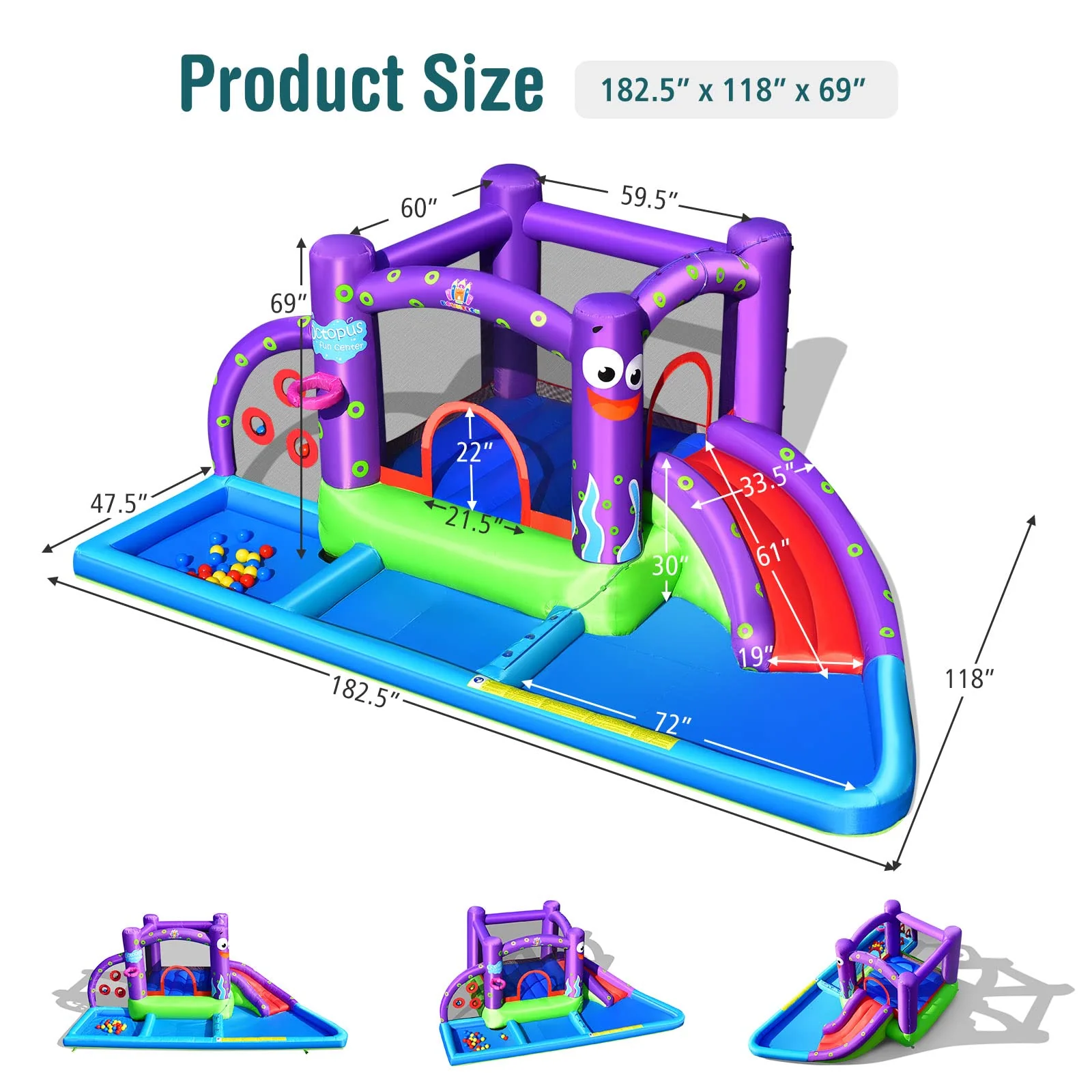Costzon Inflatable Water Slide, 6 in 1 Kids Water Slide Jumping Bouncer Castle