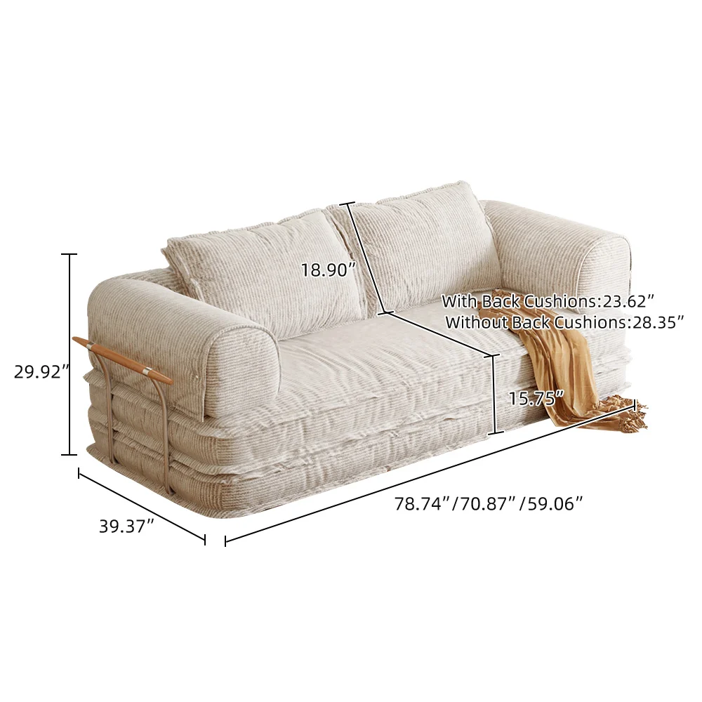 NÓVORA CASA libremente personalizable modulable Futons Plegable piso sofá cama cama sofás con pana tela