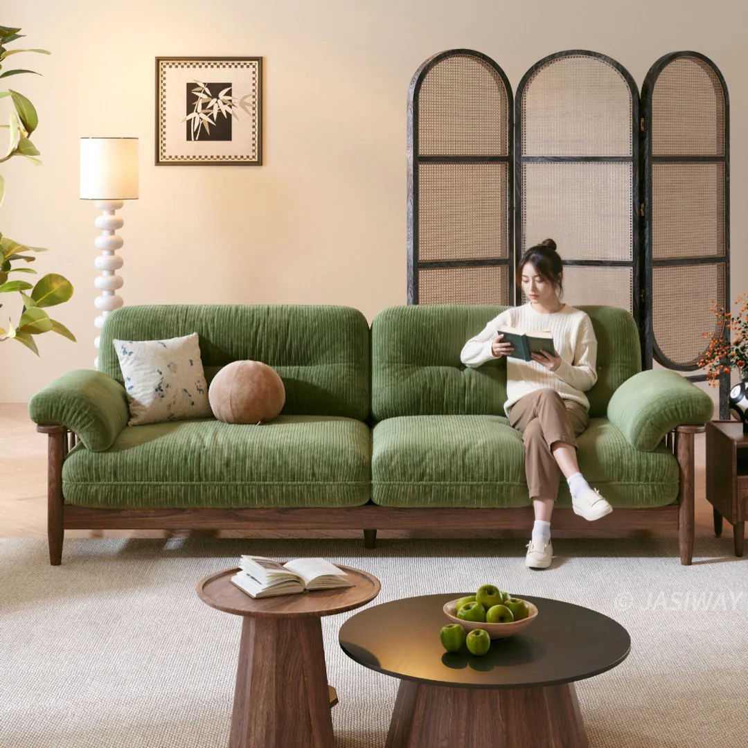 JASIWAY Madera maciza estructura sofá con Desmontable lavable funda| Moderno Tapizado sofá para Sala