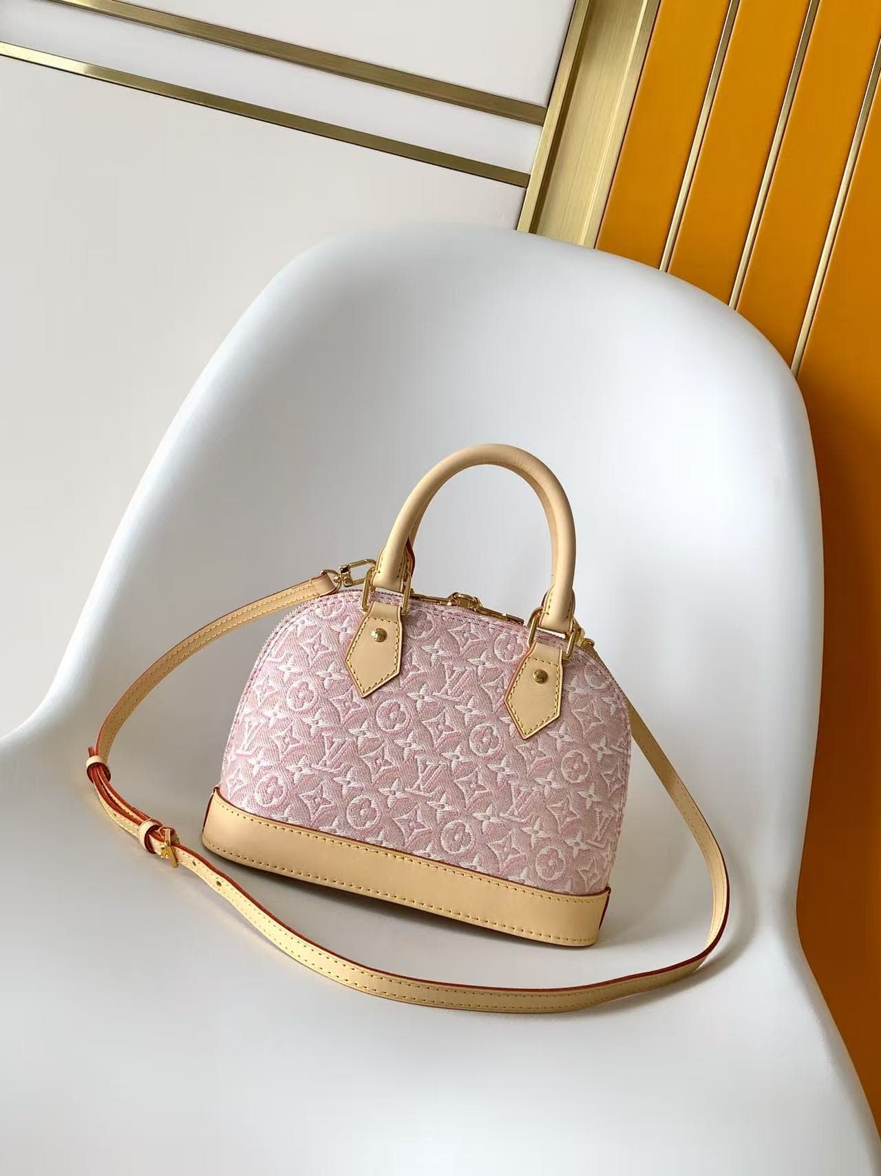 Louis Vuitton Alma BB Monogram Emblème Rose Ruban M2A378 High