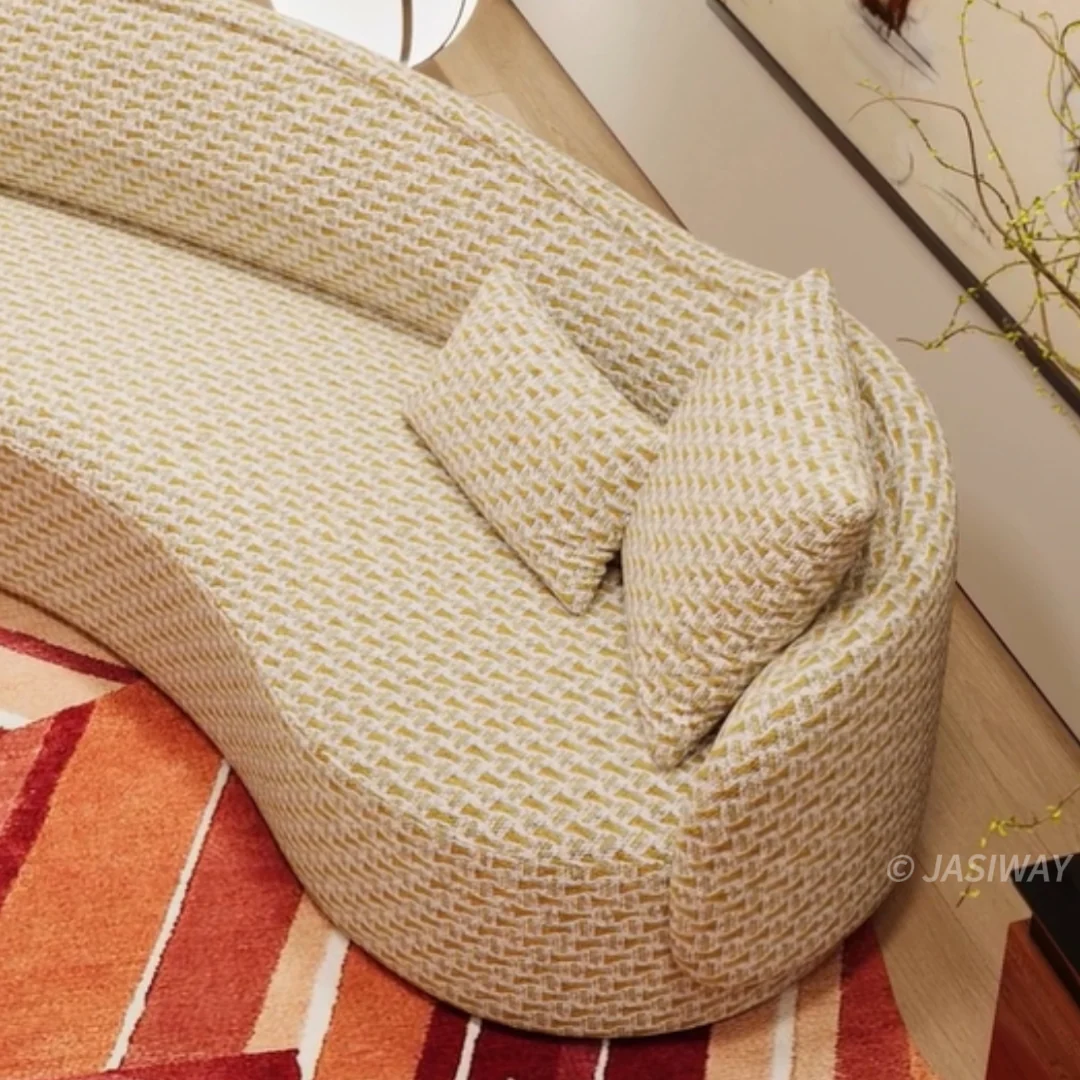RINGCHEN De lujo Curvo texturizado tejido sofá| escultórico serpentino nube sofá en avena para orgánico Moderno sala habitaciones & de diseñador interiores