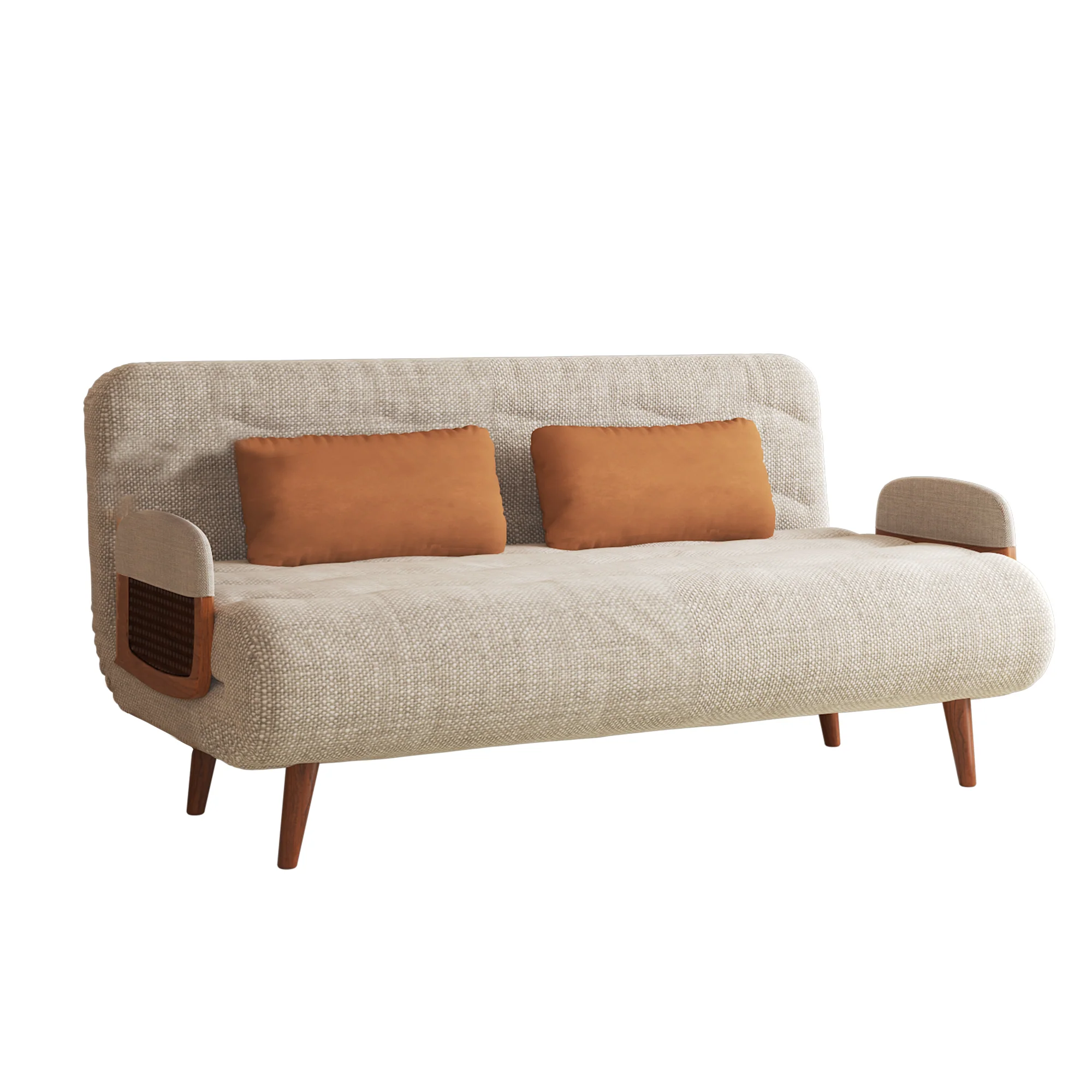 NÓVORA CASA 3-en-1 Beige plegable Sofá cama algodón & lino transformable sofá