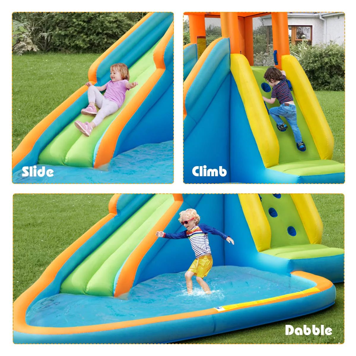 BOUNTECH Inflatable Water Slide for Kids, Giant Waterslide Park for Backyard Outdoor Fun