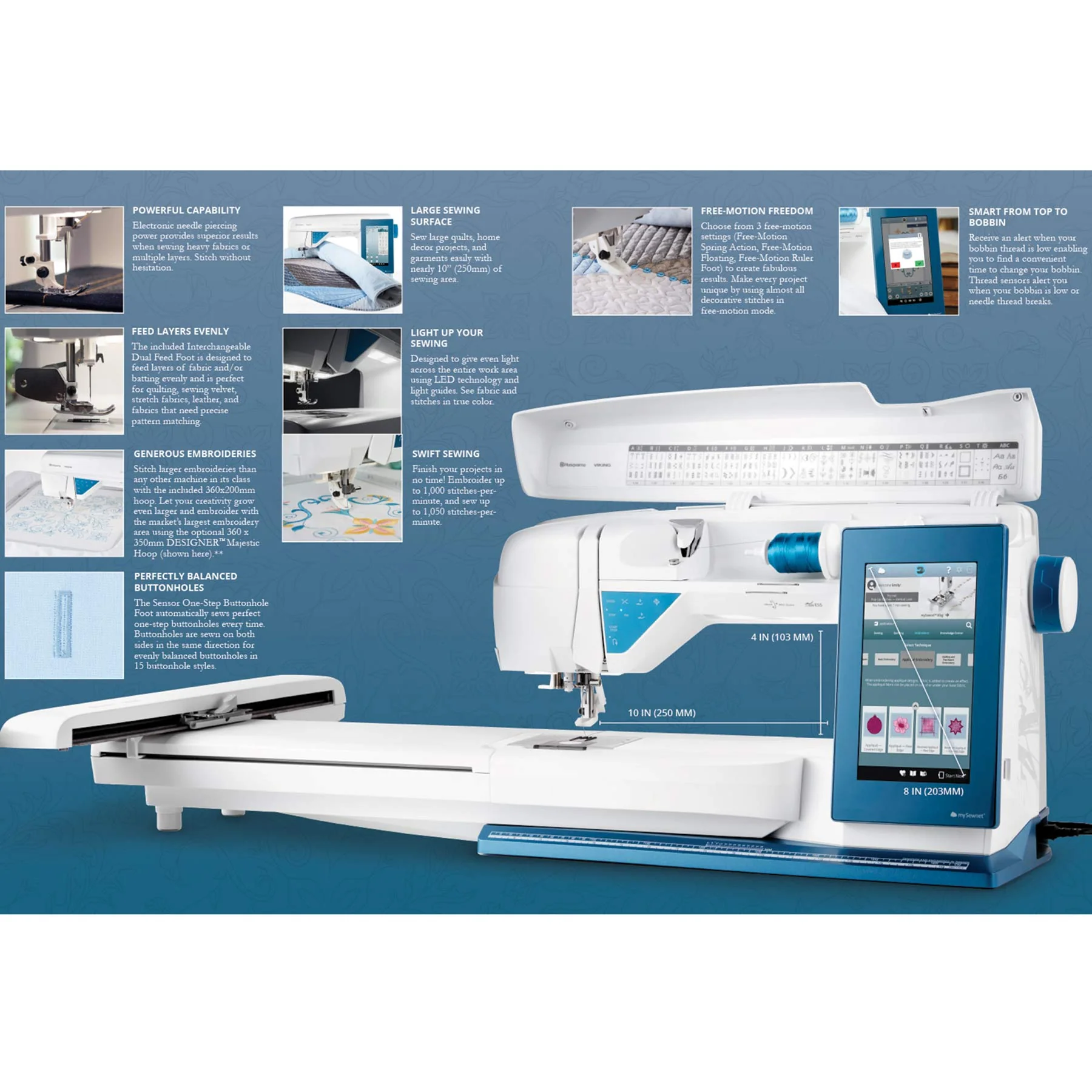 HUSQVARNA® VIKING® Refurbished DESIGNER SAPPHIRE™ 85 Sewing & Embroidery Machine