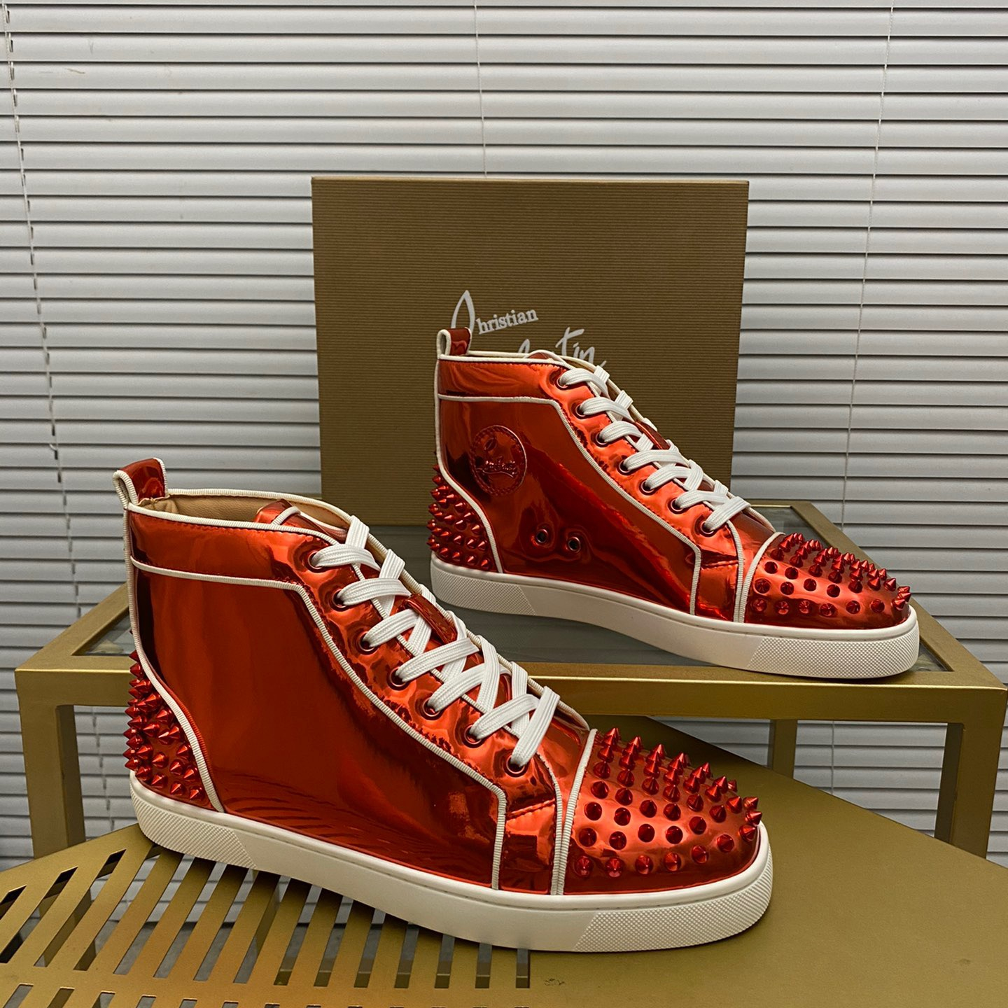 Christian Louboutin Louis Spikes High-Top Sneaker Size 36-46  5-Color
