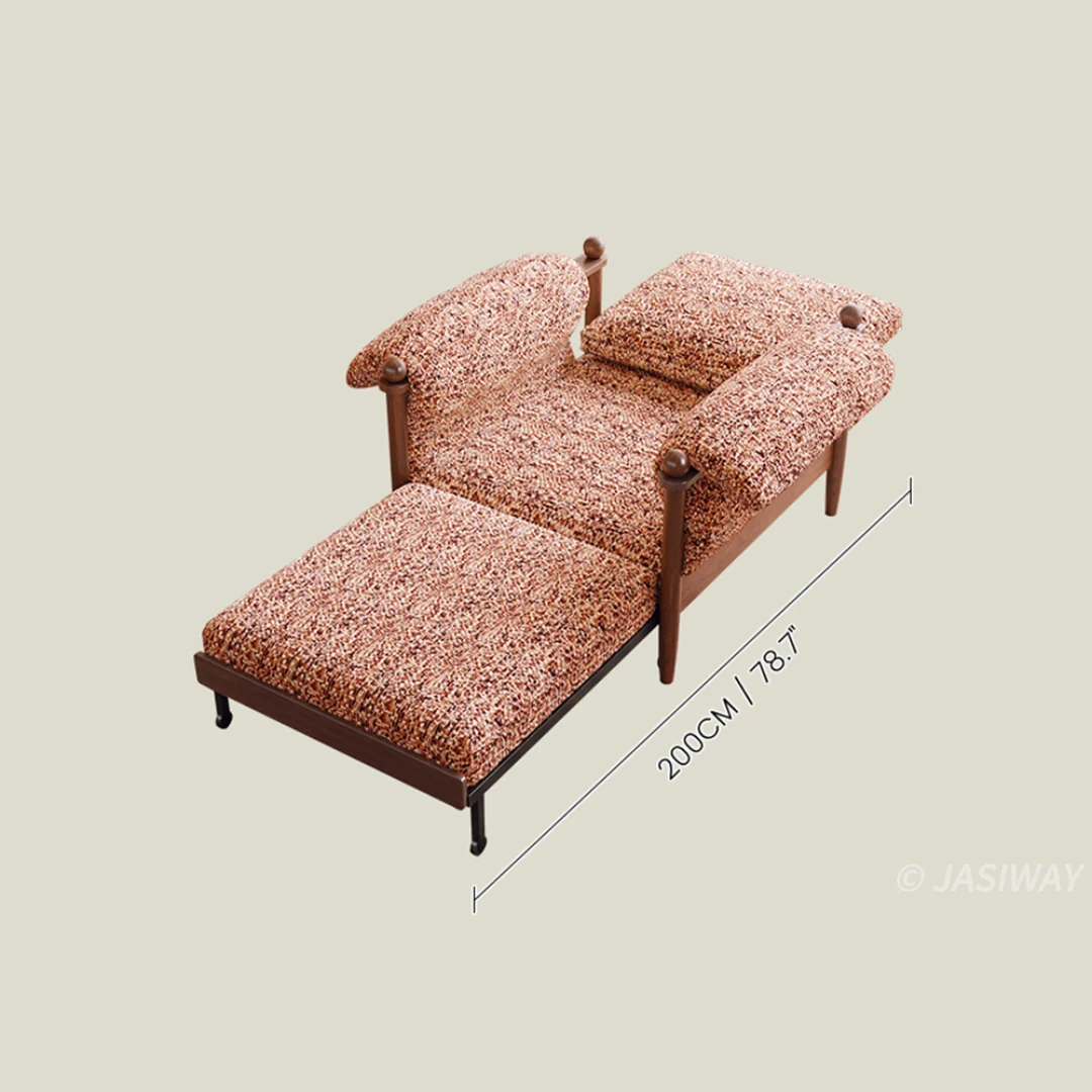 NÓVORA CASA transformable cama sillón| 3-en-1 Chenilla MCM plegable Sillón decorativo & Reclinable descanso cama con madera brazos