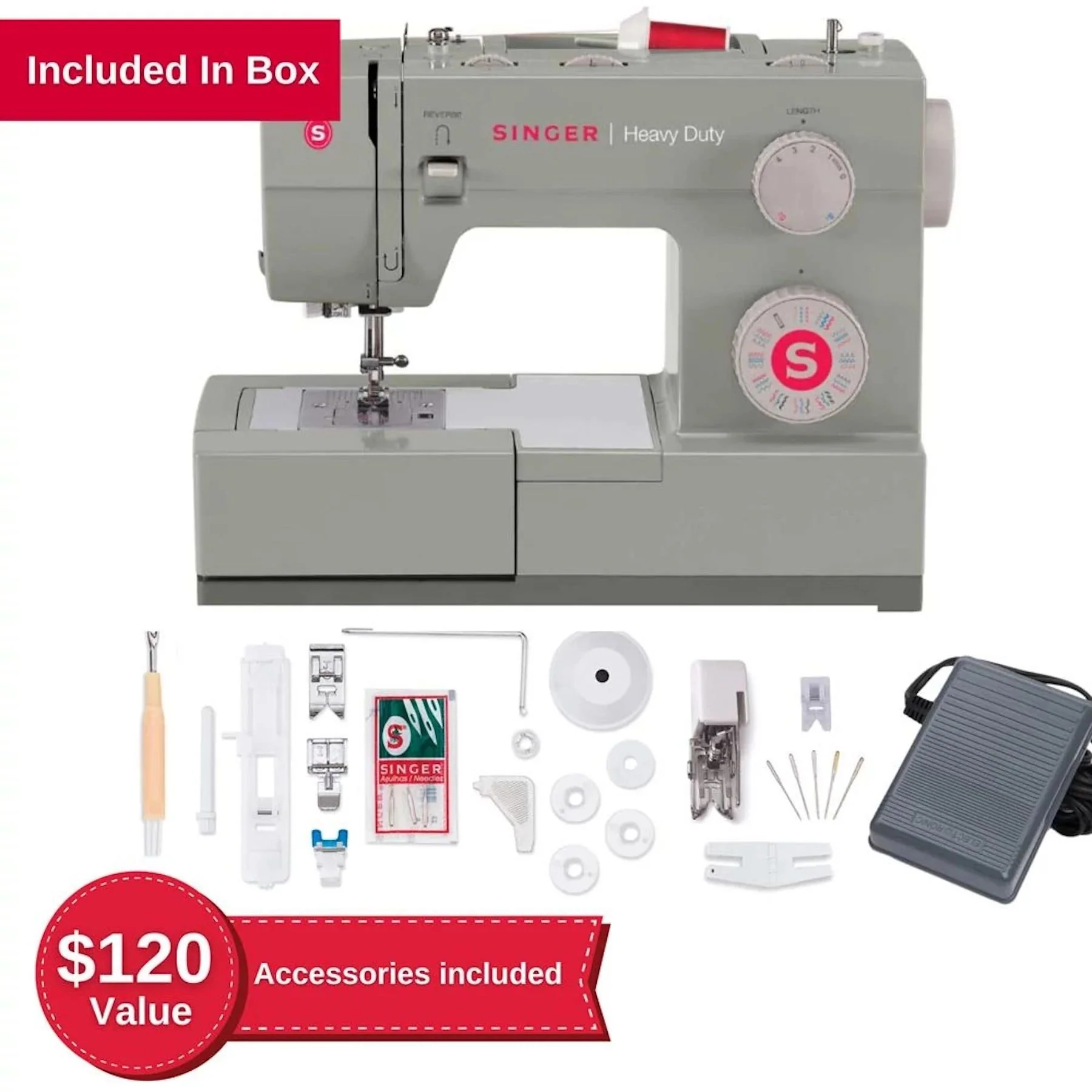 SINGER® Heavy Duty 4452 Sewing Machine & Hard Case Bundle