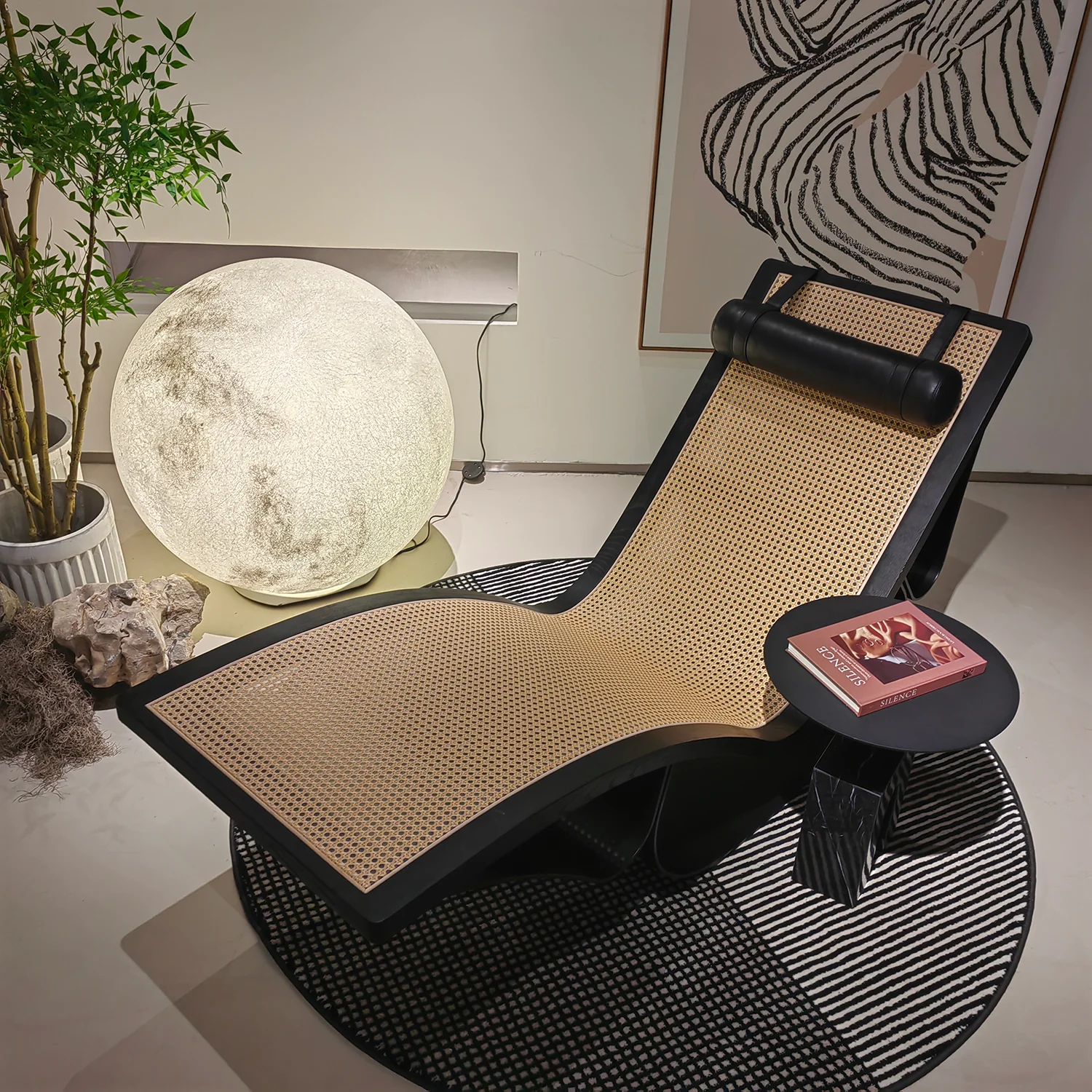 RINGCHEN Vintage diván Sillón descanso en ratán madera Negro–preparación tiempo en 40 días