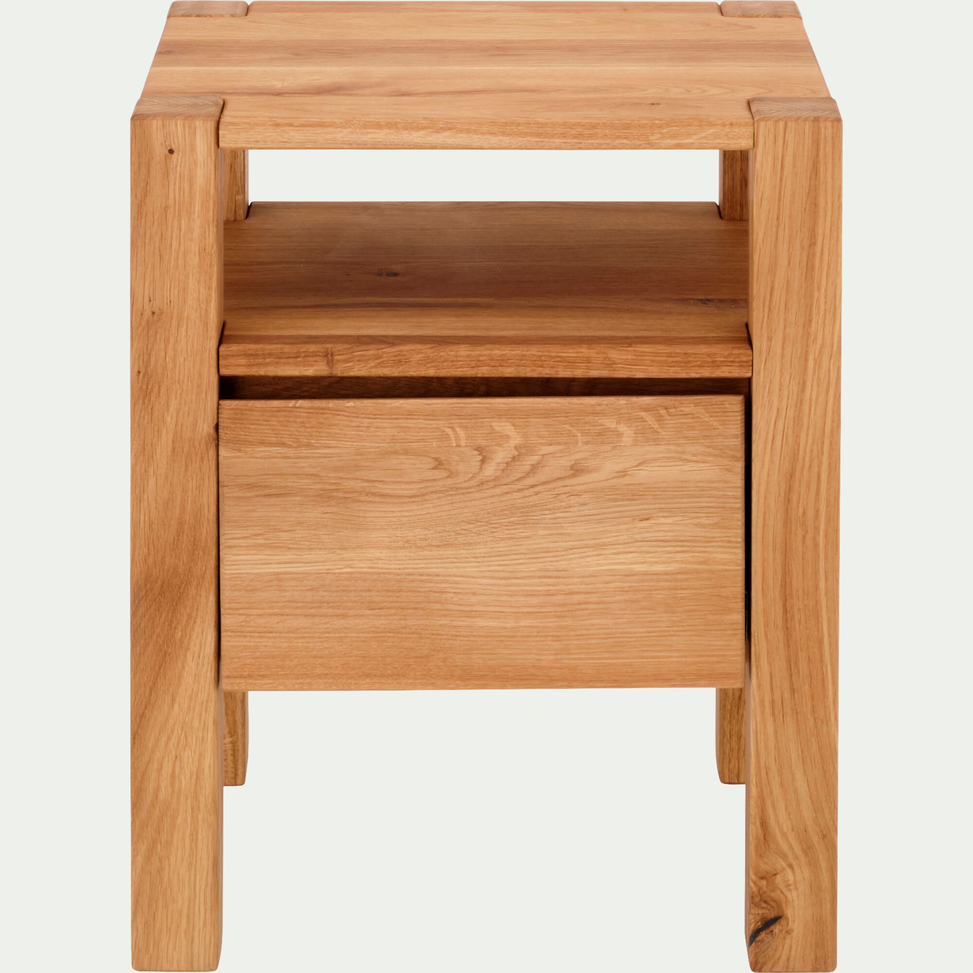 RENO - Table de chevet en chêne massif 1 niche et 1 tiroir - bois clair