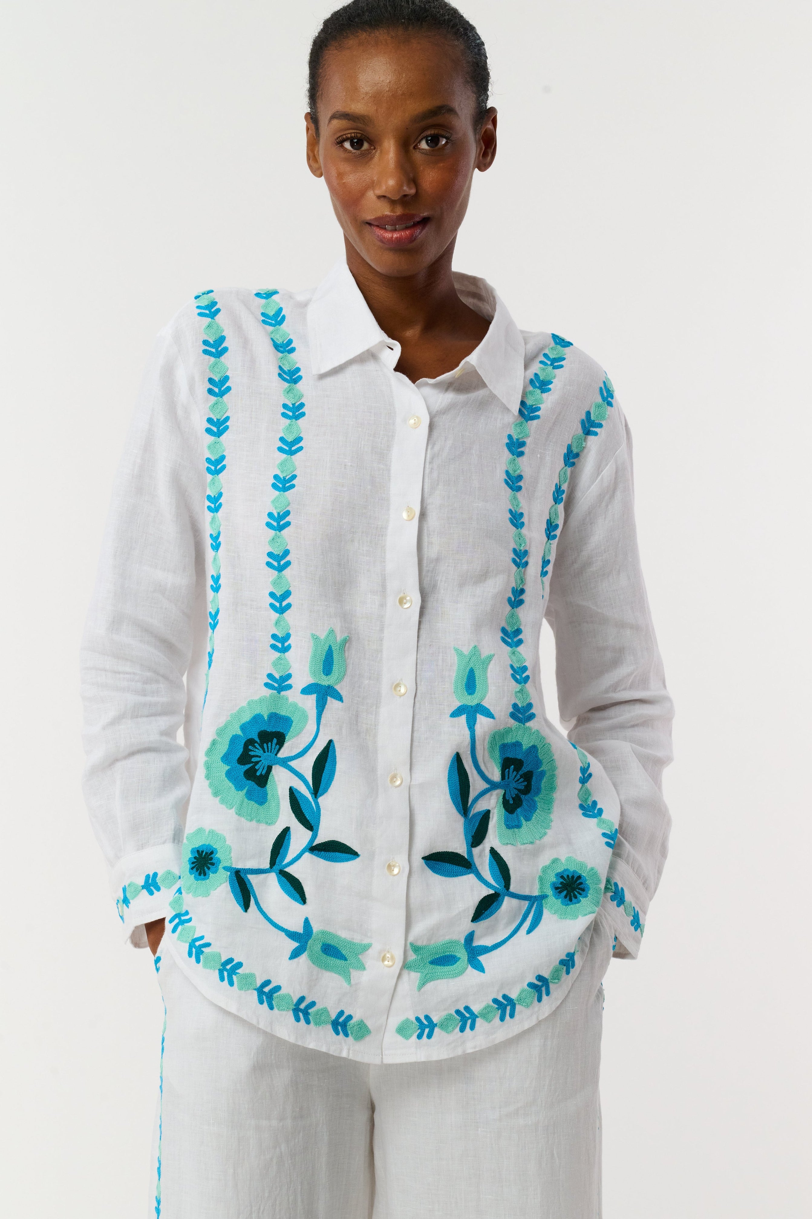 Avallon Embroidery Boyfriend Shirt