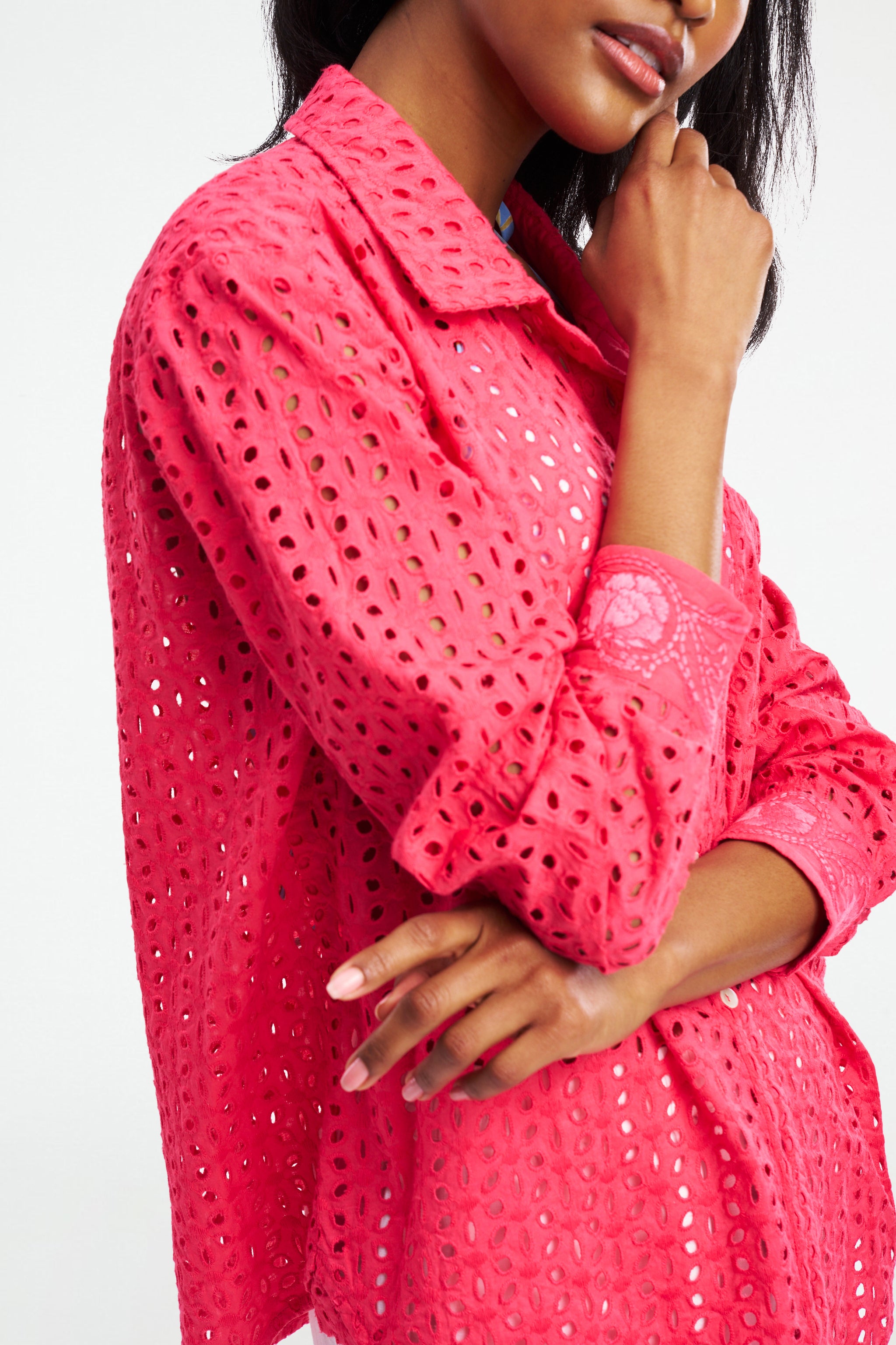 Malina Eyelet Boyfriend Shirt