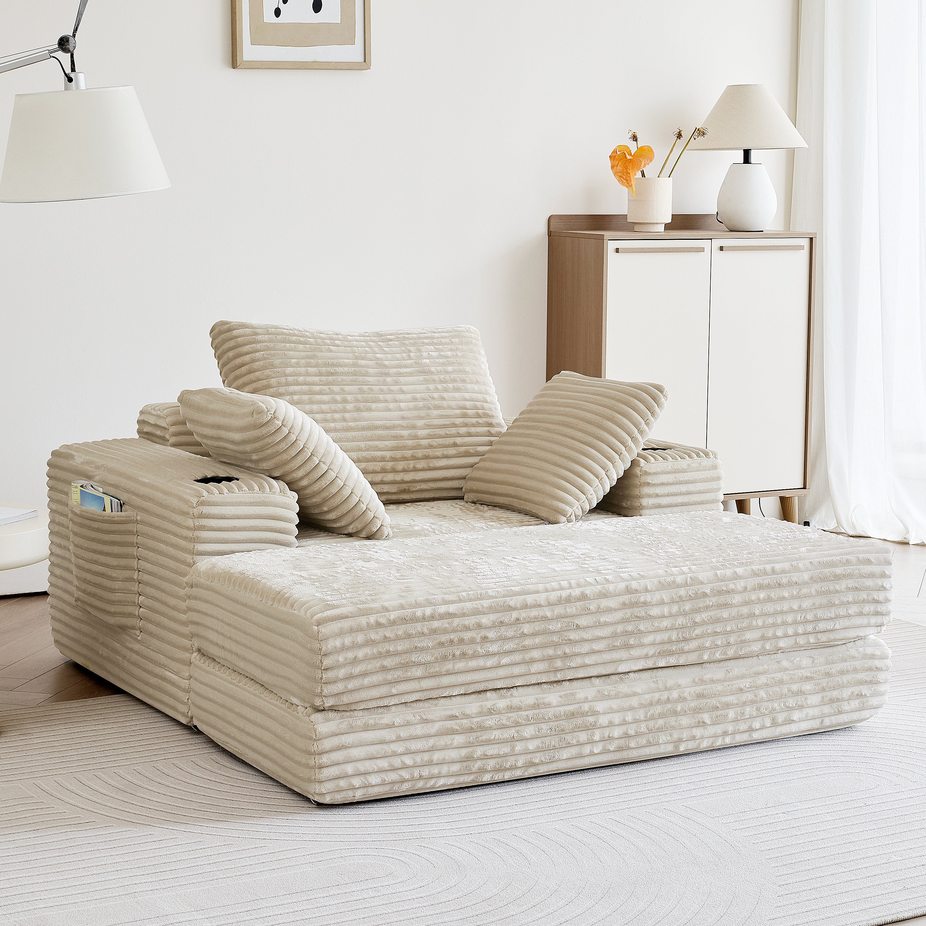 NÓVORA CASA 53.5” Moderno extragrande diván descanso Sofá cama