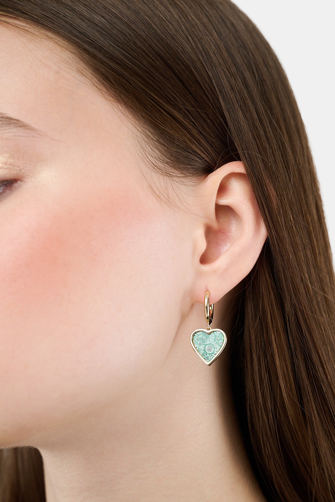 Fern Floral Heart Hoops