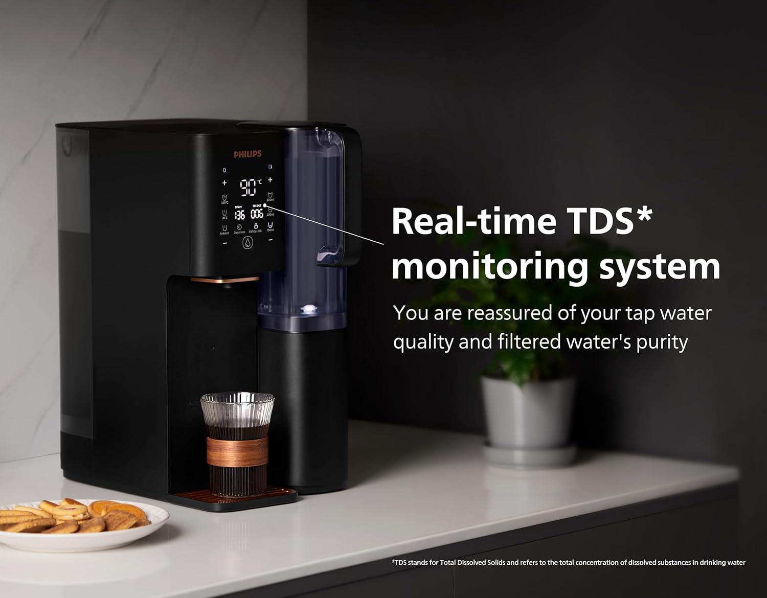 Philips Stacja Wody z Odwróconą Osmozą ADD6920Bk/10, Technologia Aquaporin Inside, Eliminuje do 110 Substancji, Natychmiastowe Podgrzewanie, Roczna Żywotność Filtra