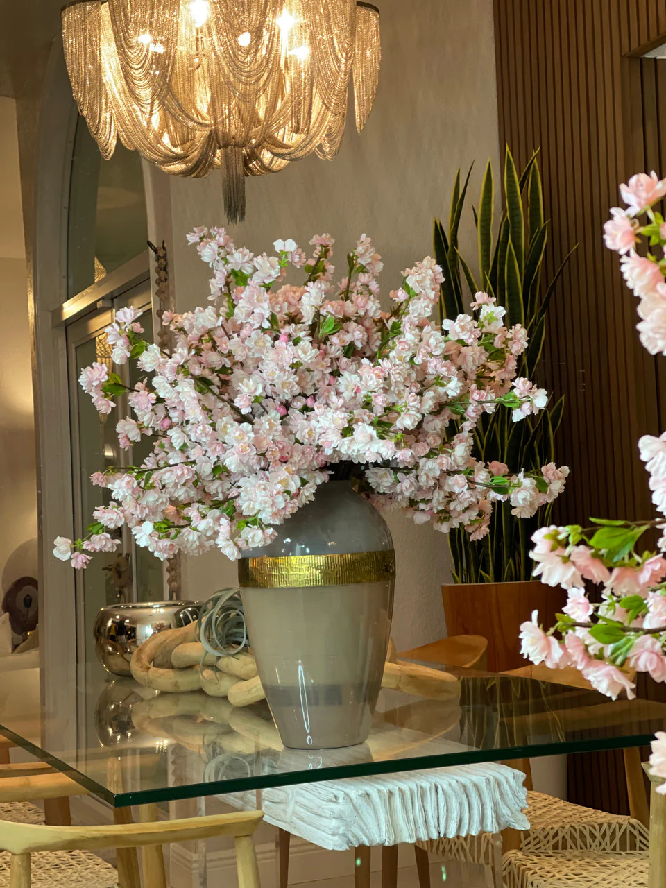 Goddess Vase with Pink Cherry Blossoms