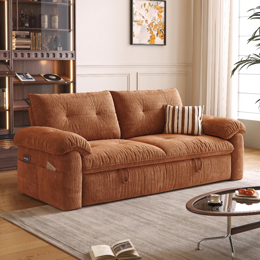NÓVORA CASA Chenilla Sofá cama– transformable plegable sofá de dos plazas con extraíble extraíble cama para pequeño espacios