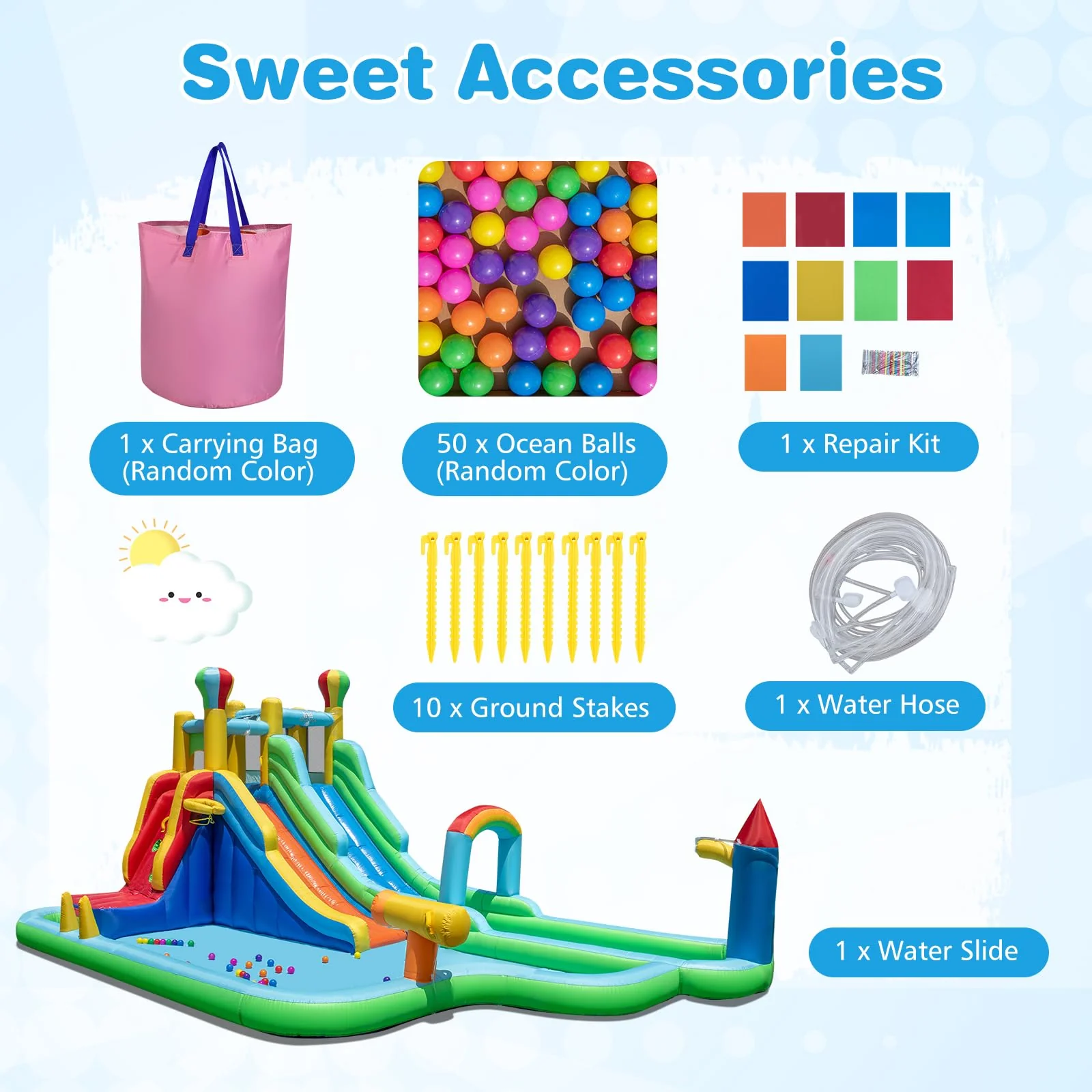 BOUNTECH Inflatable Water Slide Dual Slides Kids Water Slide Park Jump Bouncy Castle