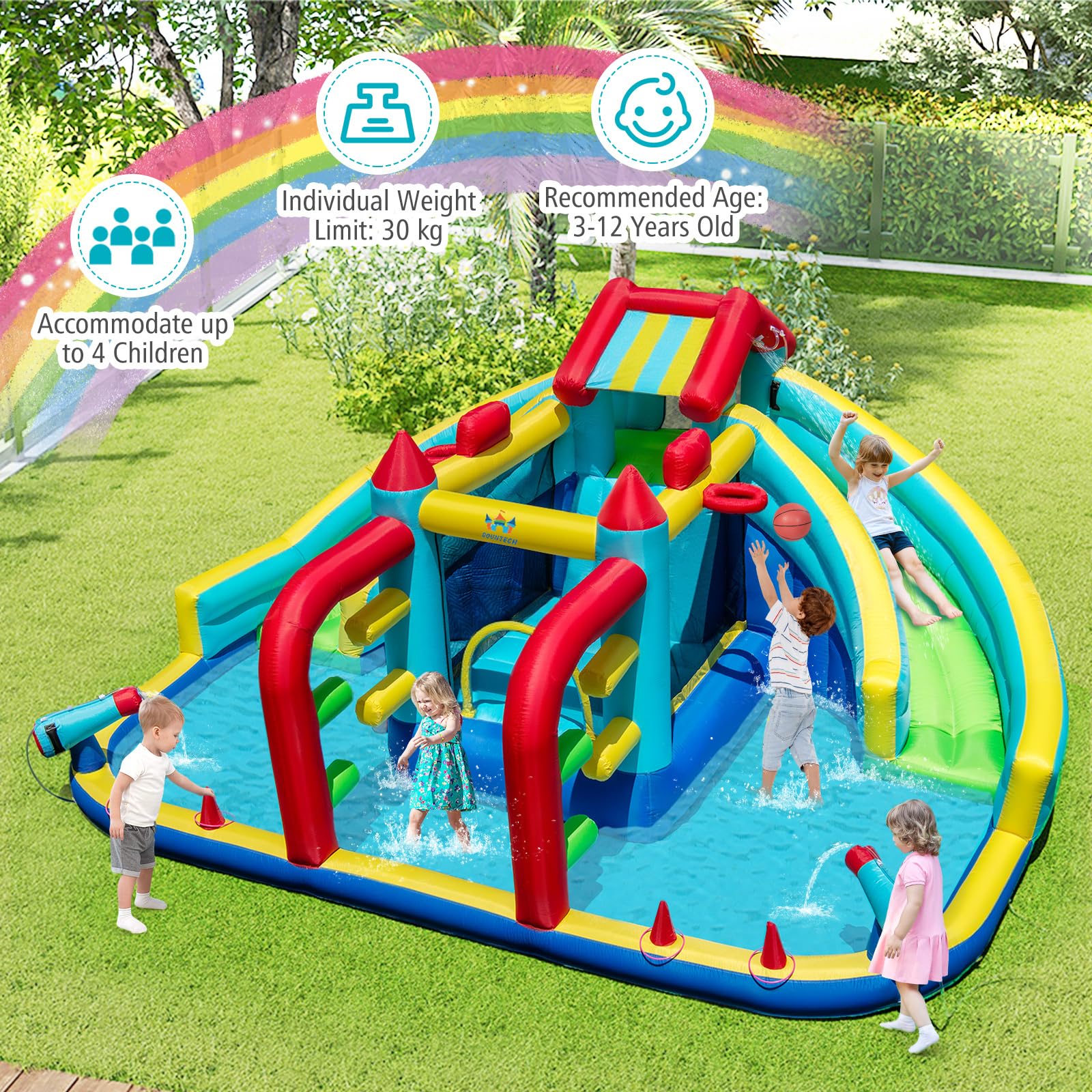 BOUNTECH Inflatable Water Slide with Bounce House Double Water Slide Park