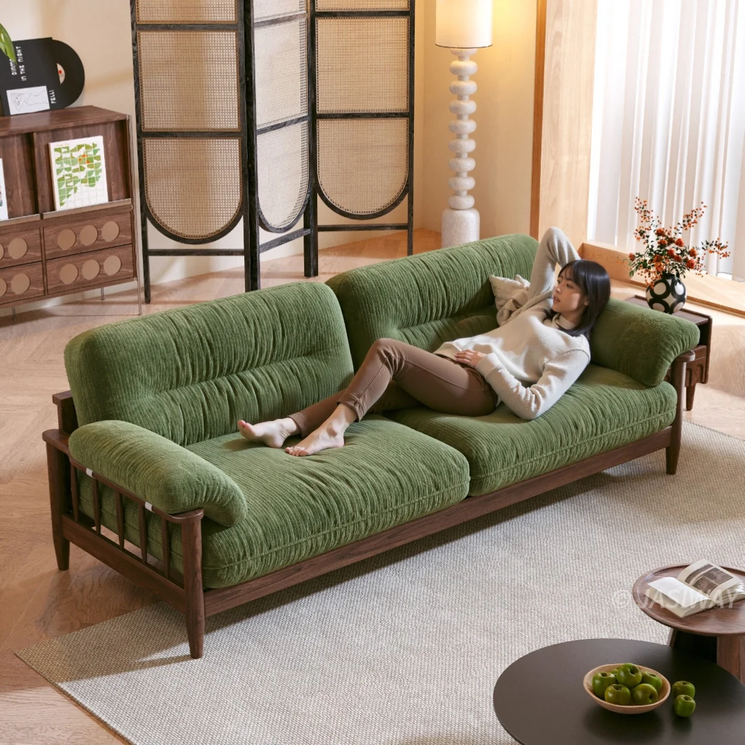 JASIWAY Madera maciza estructura sofá con Desmontable lavable funda| Moderno Tapizado sofá para Sala