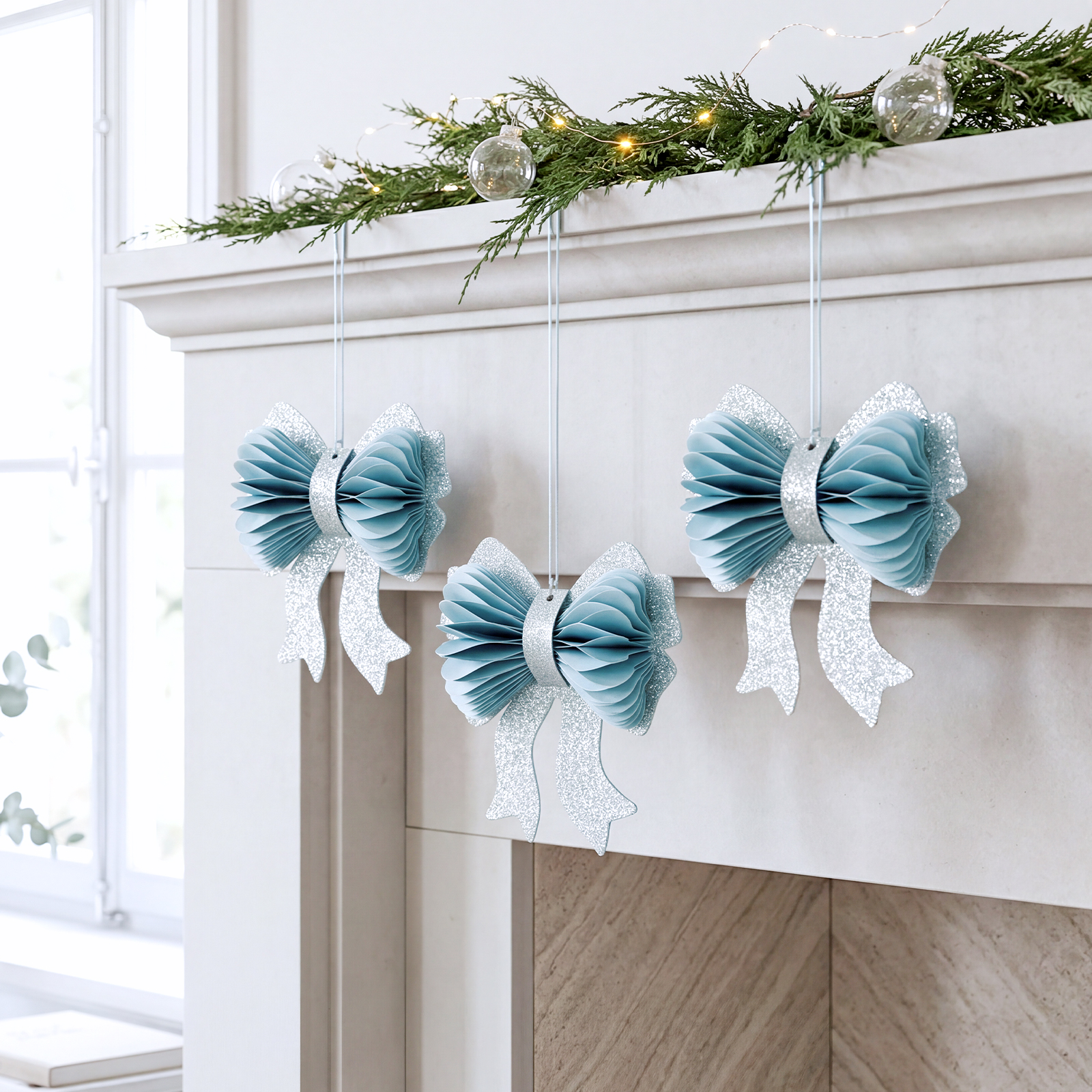 3D Paper Bow Honeycomb Christmas Hanging Ornament