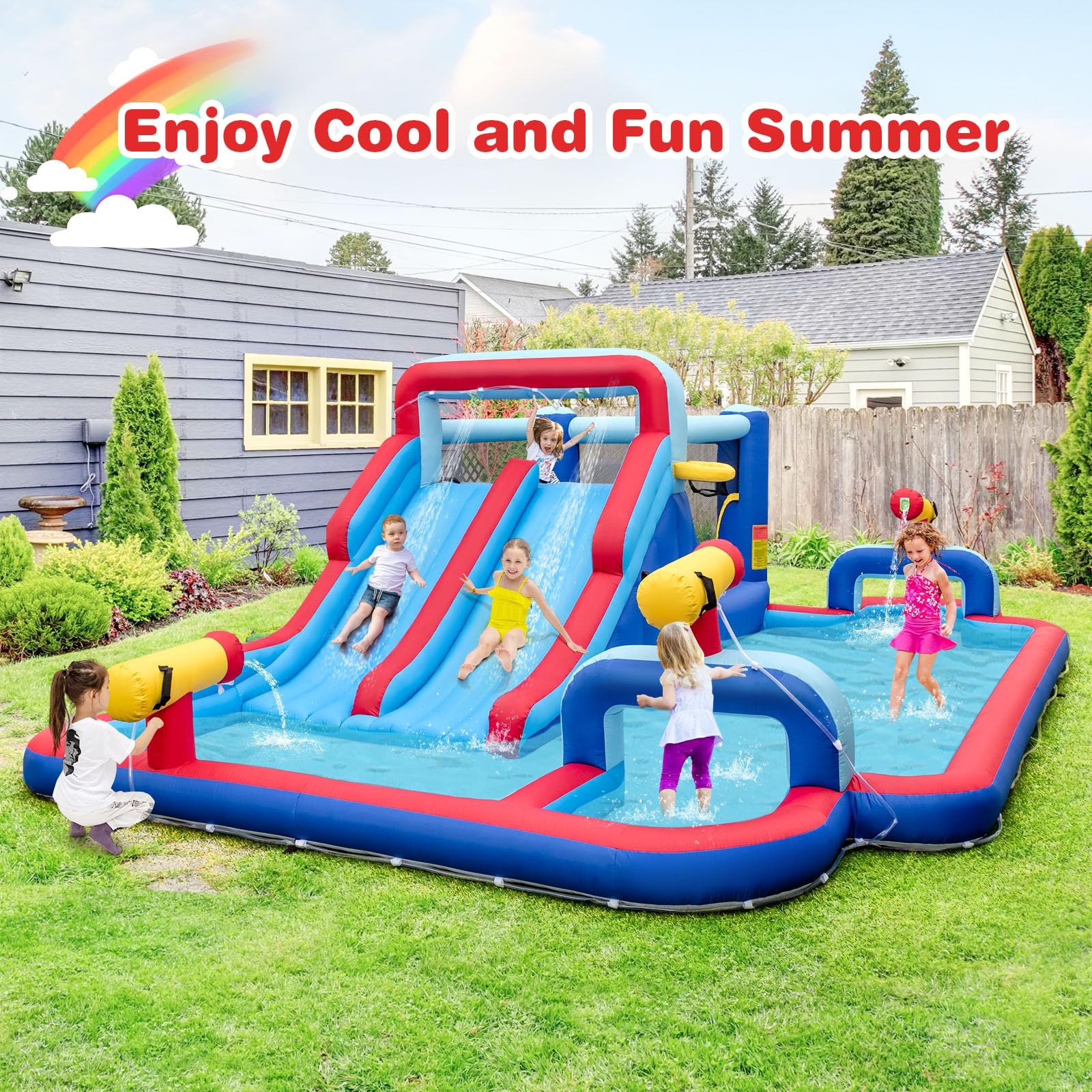 BOUNTECH Inflatable Water Slide, Waterslide Park Bounce House for Outdoor