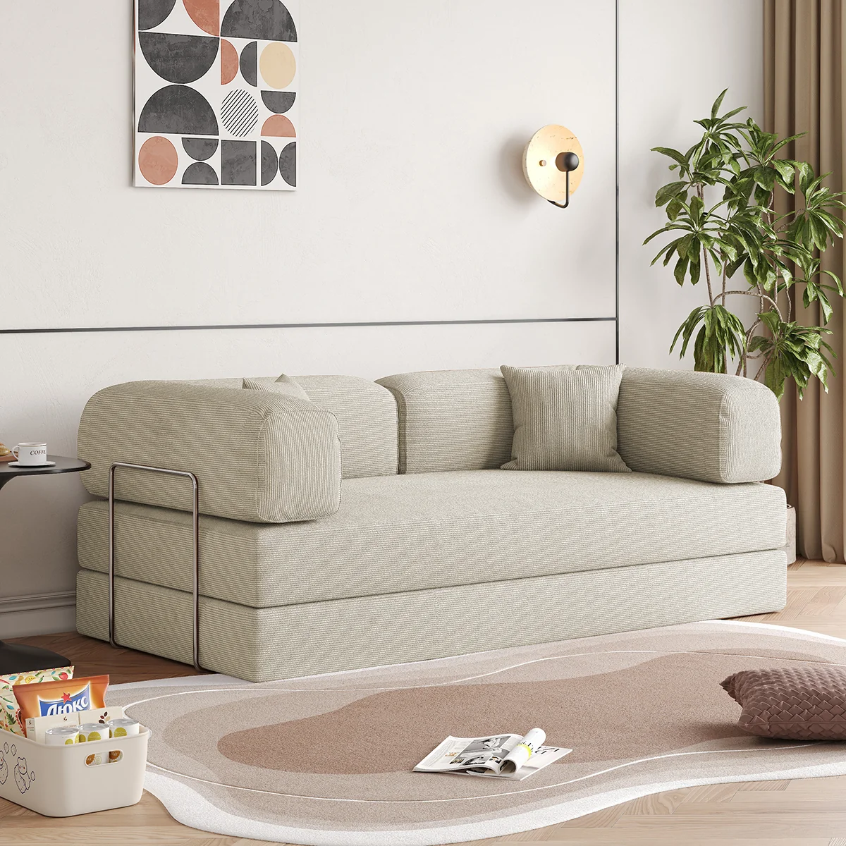 NÓVORA CASA 78.7'' comprimir Tapizado Sofá cama transformable con pana tela