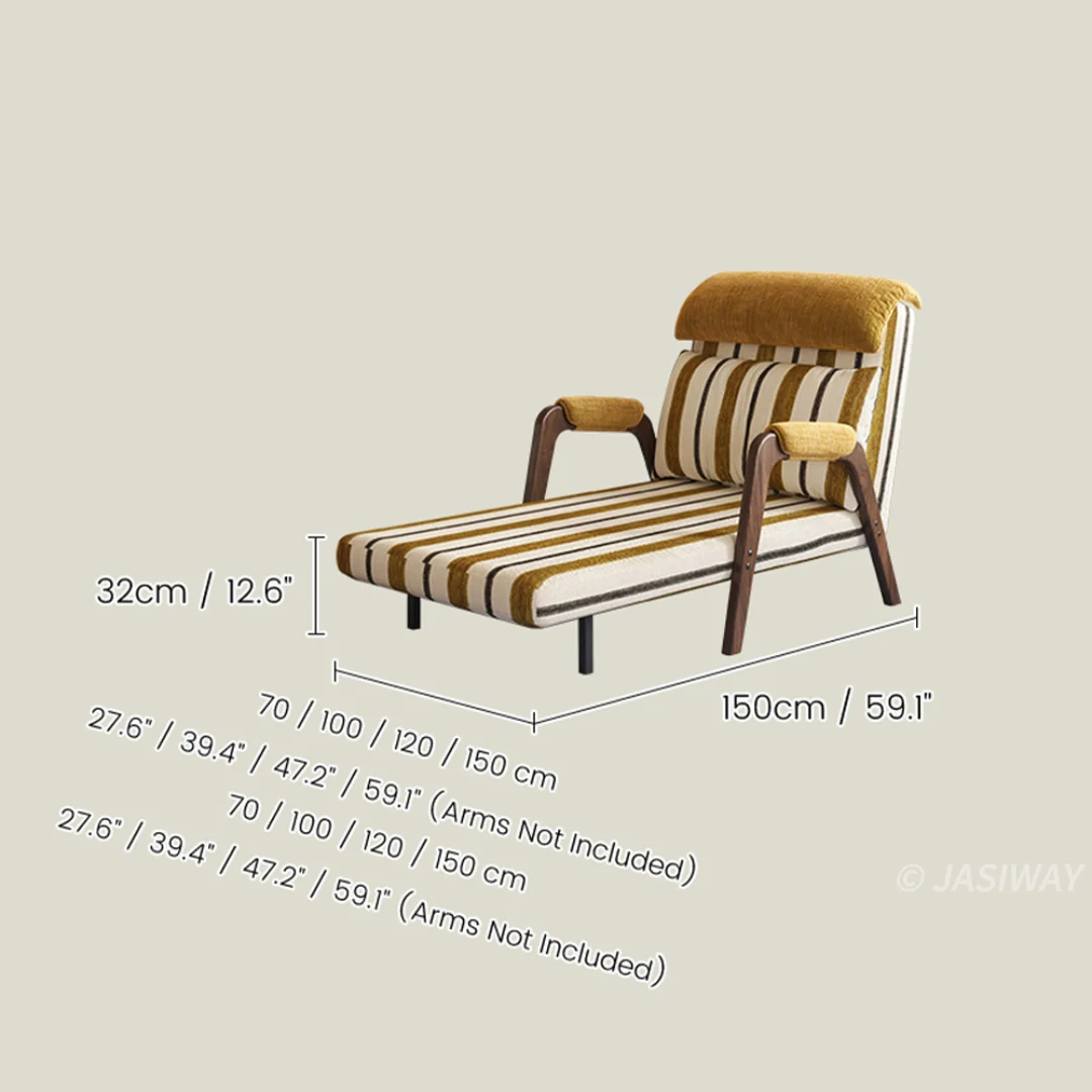 NÓVORA CASA mediados siglo a rayas transformable cama sillón cama con Madera maciza brazos| 3-en-1 plegable Sillón descanso para pequeño espacios & visitas uso