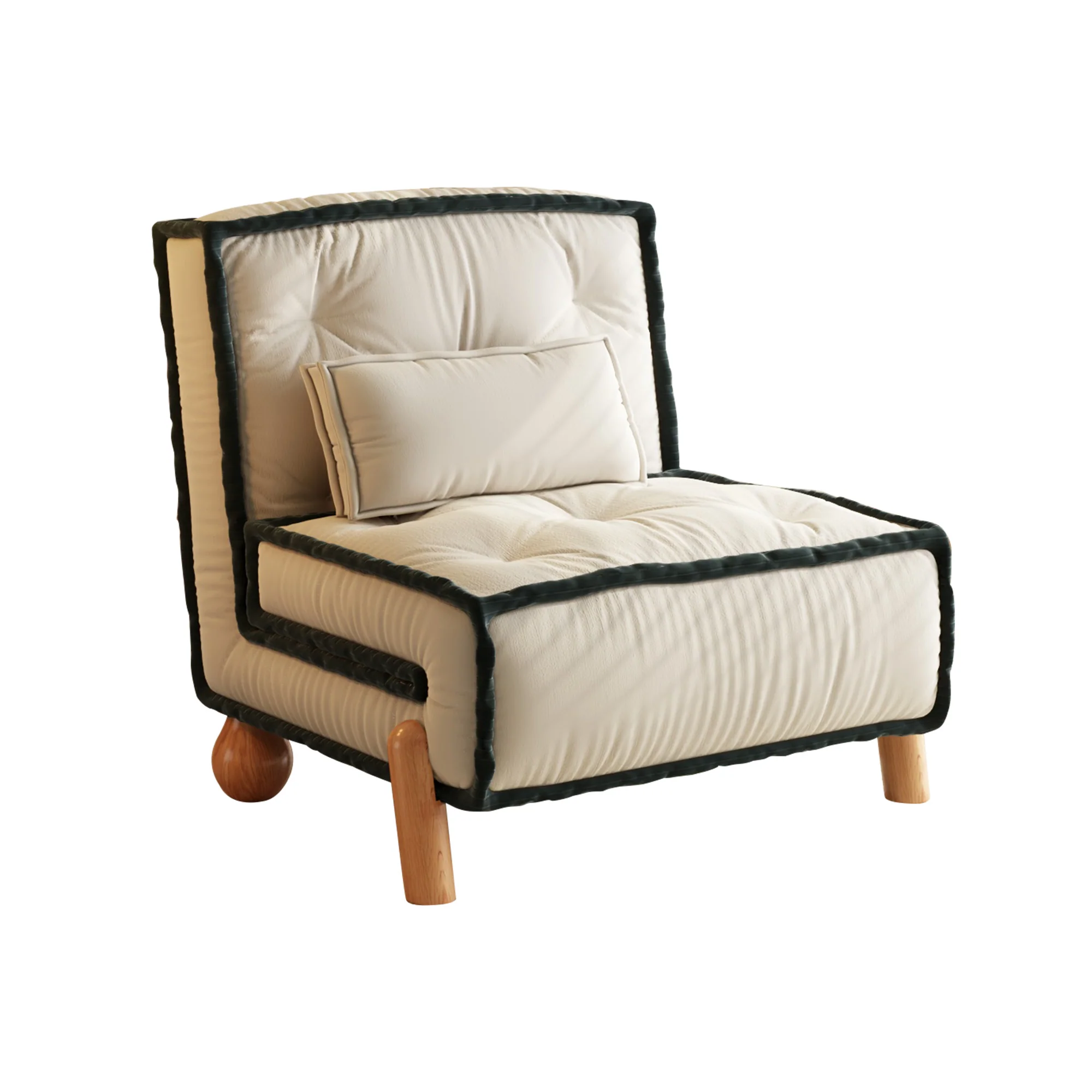 NÓVORA CASA transformable sin brazos Sofá cama individual sillón con Madera maciza patas