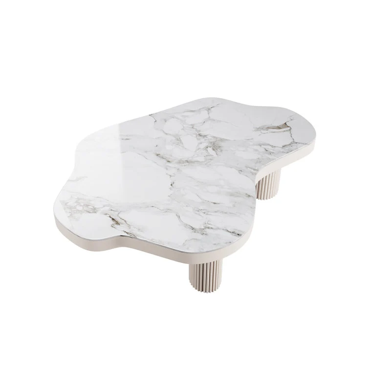 NÓVORA CASA Blanco Piedra sinterizada Mesa de centro interior té mesa con 3 patas