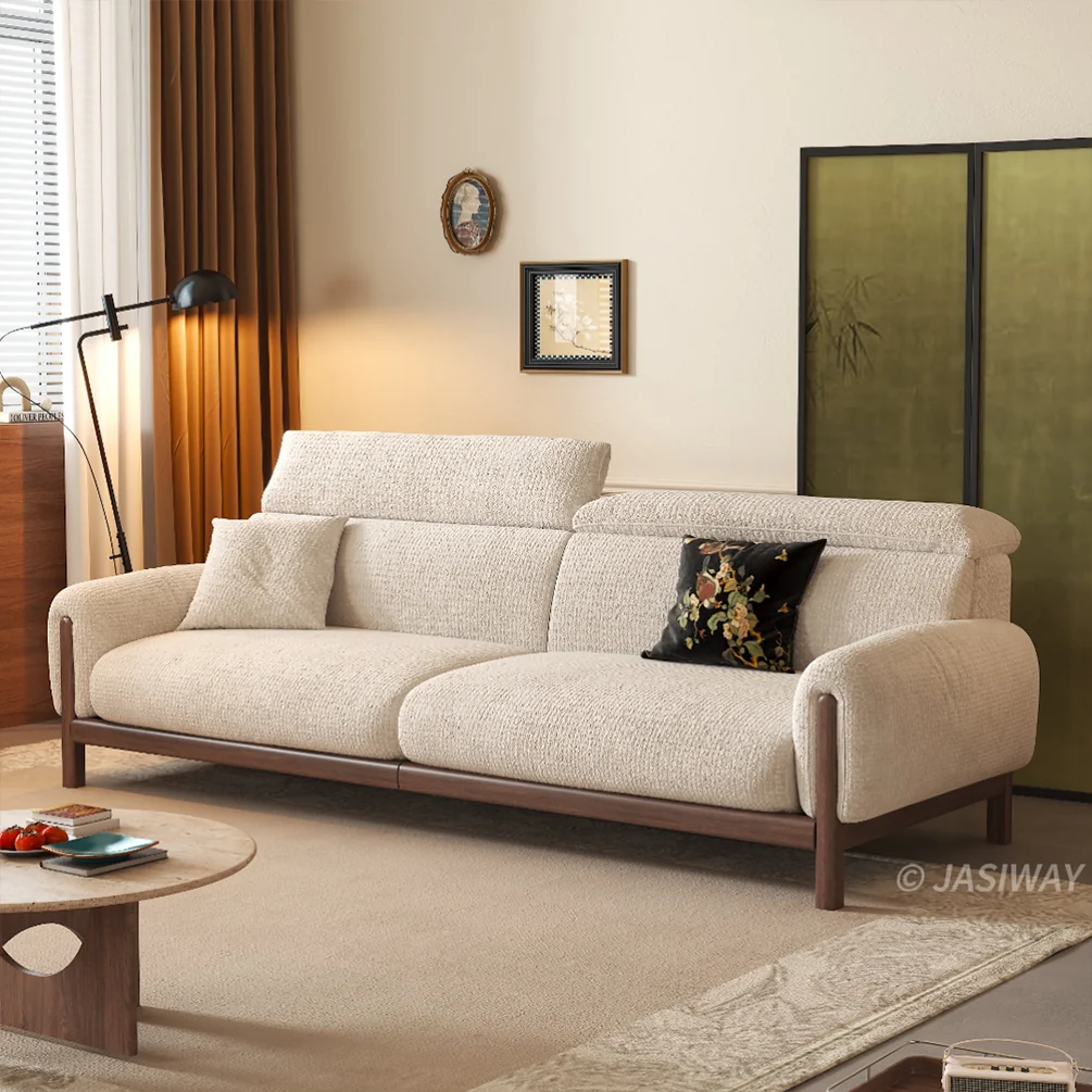 NÓVORA CASA Impermeable Chenilla sofá con Ajustable reposacabezas| Moderno profundo asiento nube sofá con Madera maciza estructura para familiar & mascotas amigable Sala