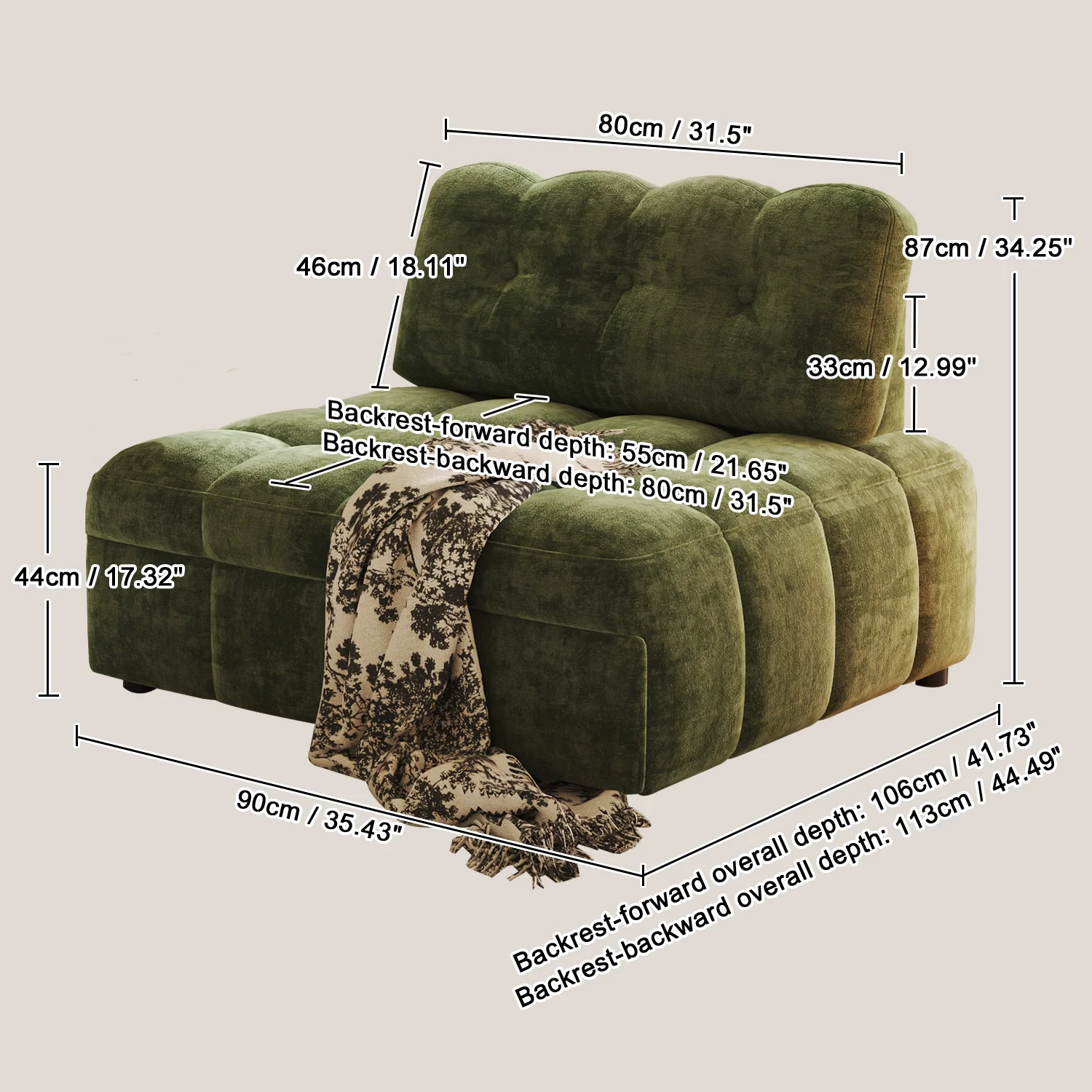 NÓVORA CASA Chenilla extraíble extraíble individual Sofá cama– espacio ahorrador descanso & visitas cama