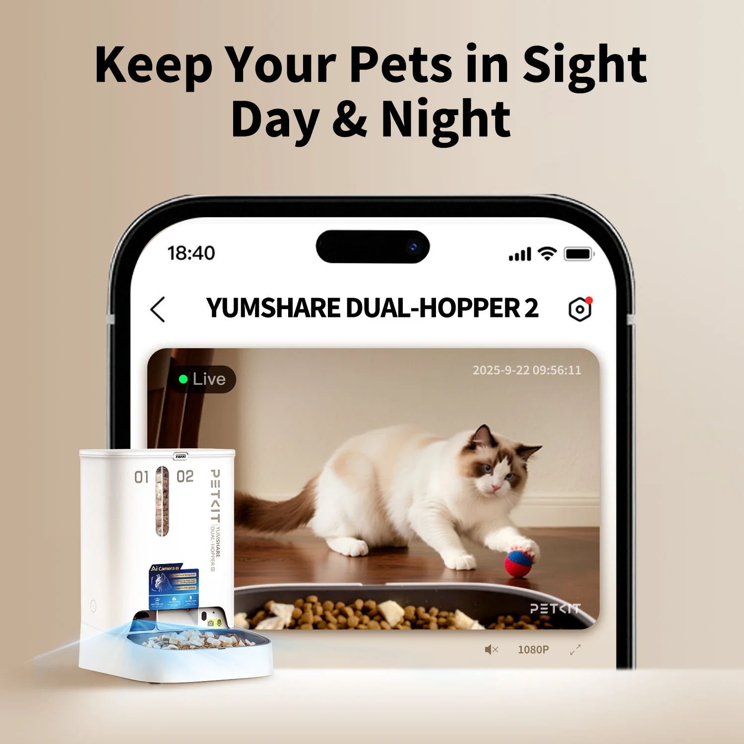 YumShare Dual-hopper 2 Automatic Feeder with Camera