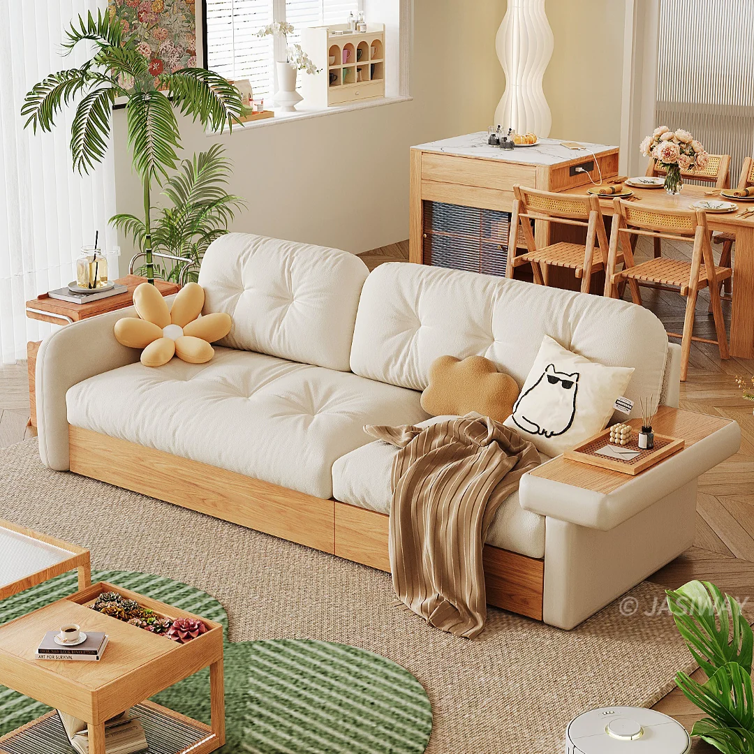 NÓVORA CASA Almacenamiento seccional sofá con Mesa auxiliar reposabrazos| L con forma sofá con elevable superior Almacenamiento, cajón o diván opciones, Moderno madera estructura Sala sofá