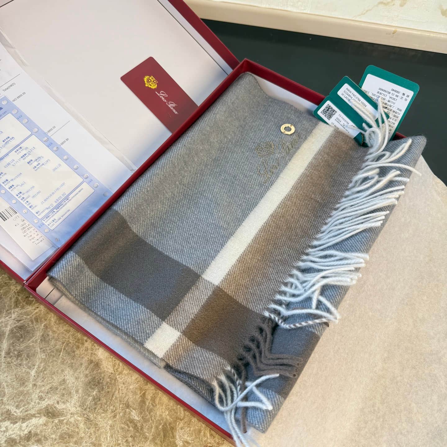 Loro Piana cashmere plaid scarf