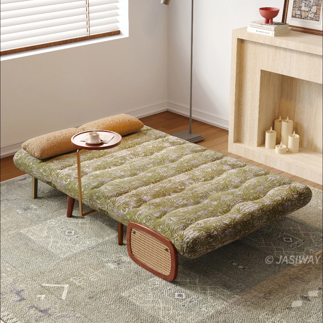 NÓVORA CASA mediados siglo Moderno transformable sillón cama sofá| botánico jacquard Tapizado cama sofá de dos plazas para pequeño espacios & departamentos